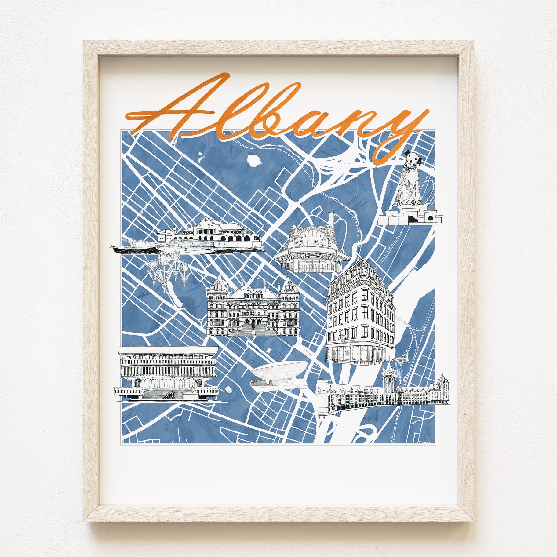 ALBANY New York "Charms" Map: PRINT