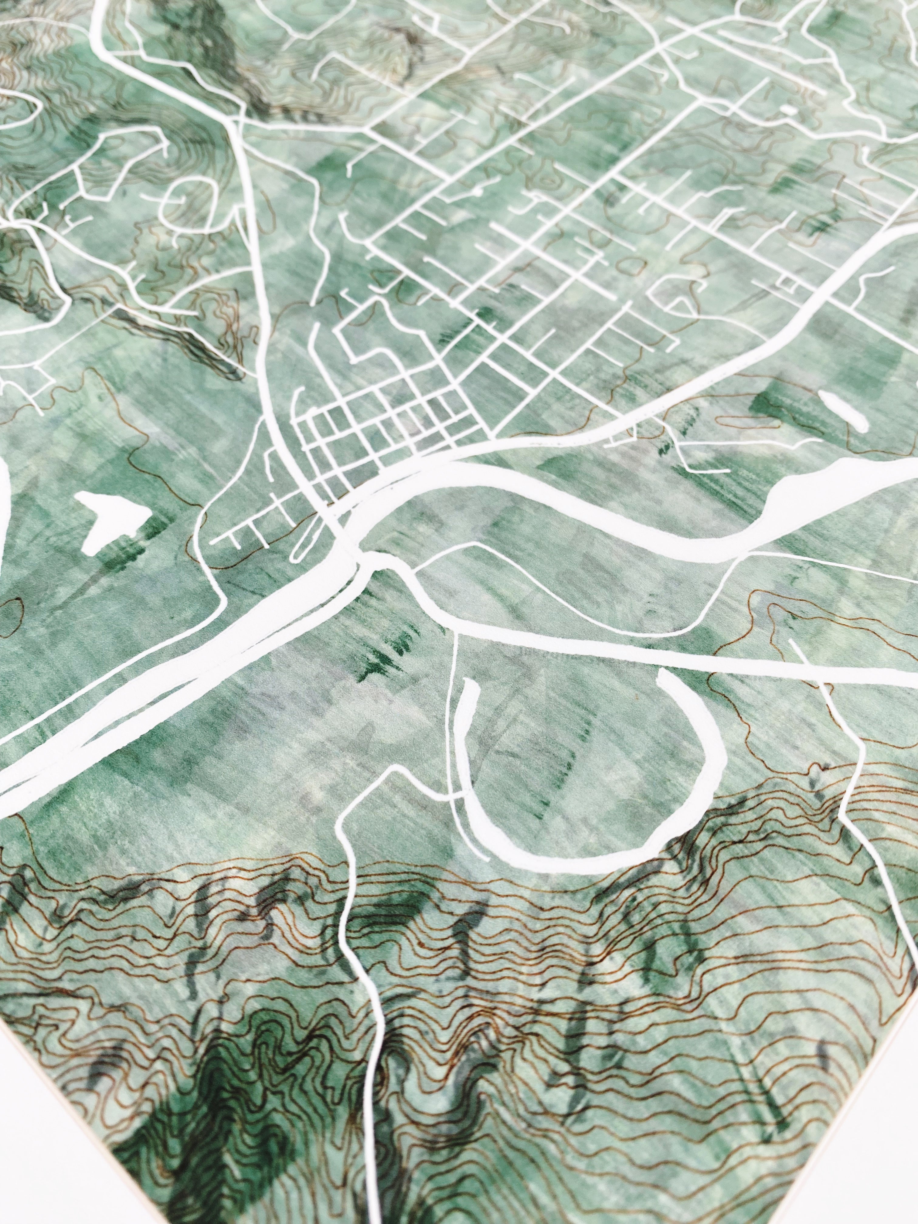 FALL CITY Washington Watercolor Wash Topo Map: PRINT