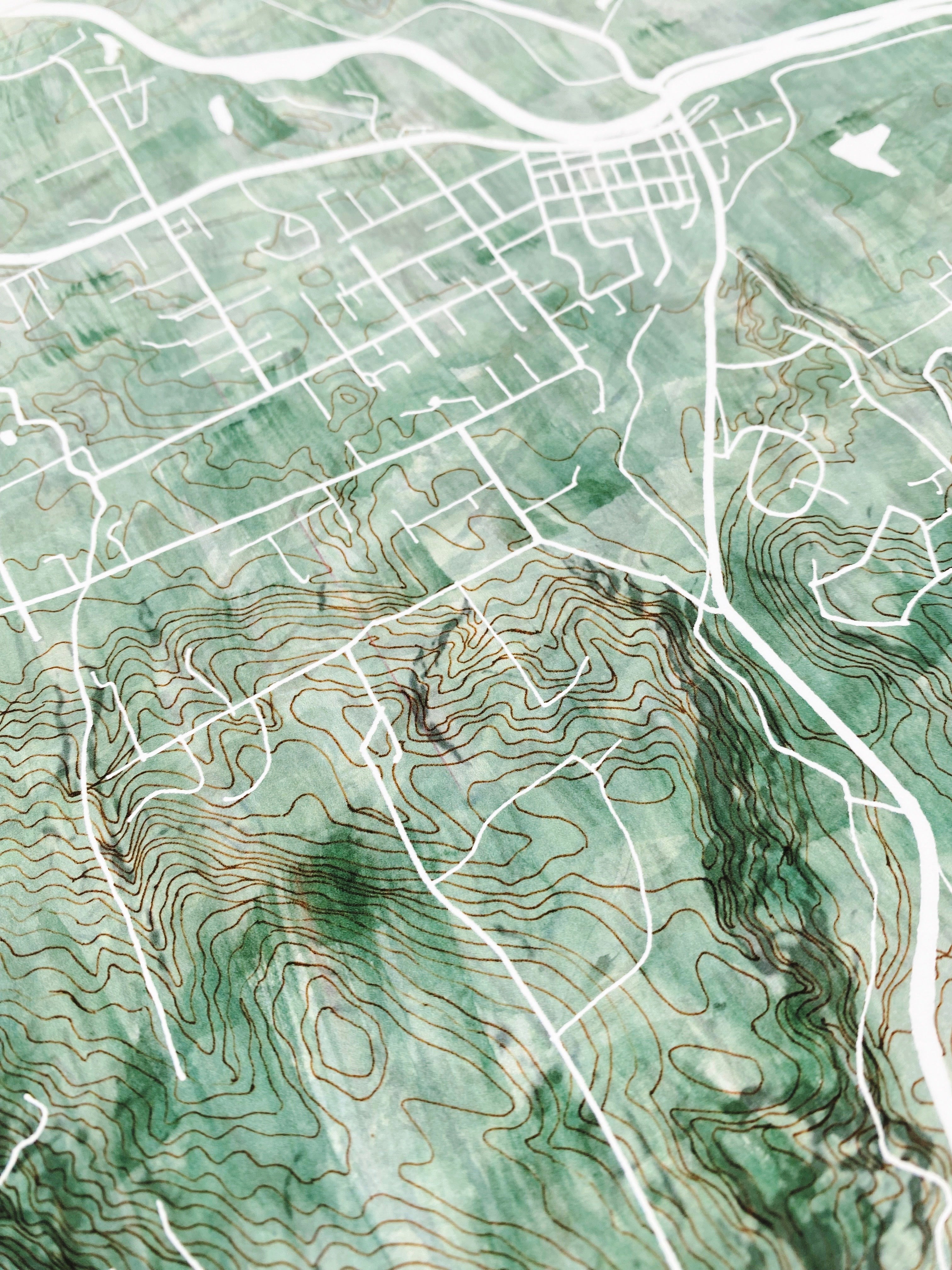 FALL CITY Washington Watercolor Wash Topo Map: PRINT