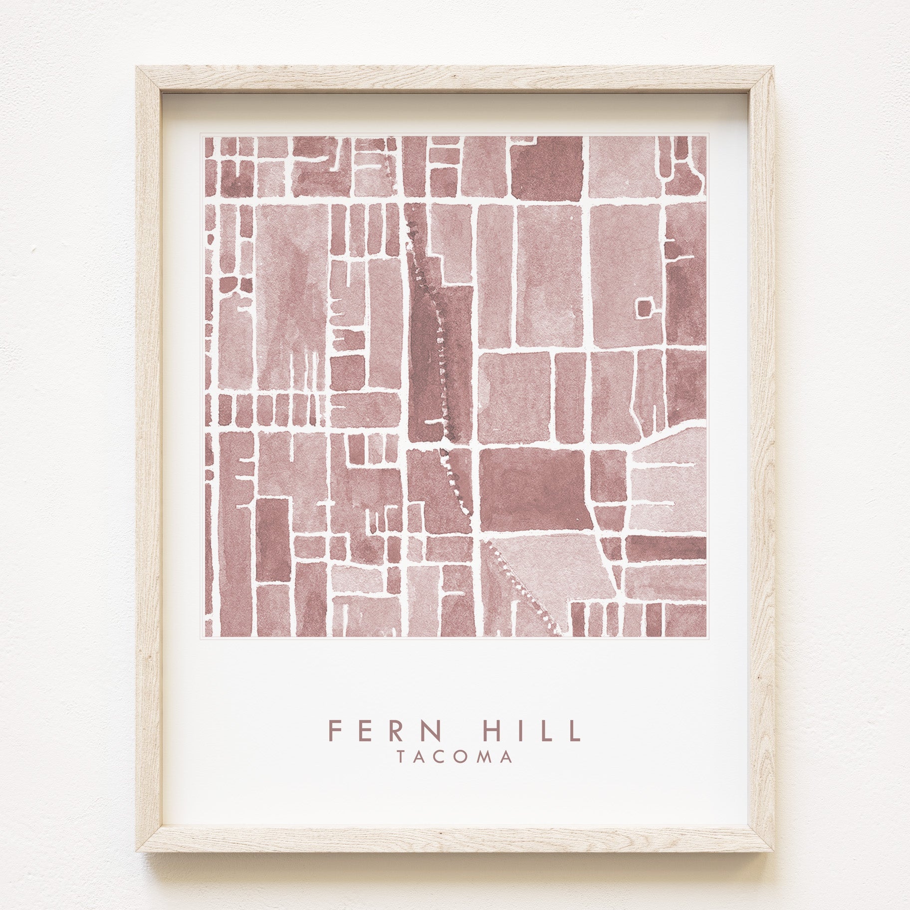 Fern Hill TACOMA Neighborhood Watercolor Map: PRINT