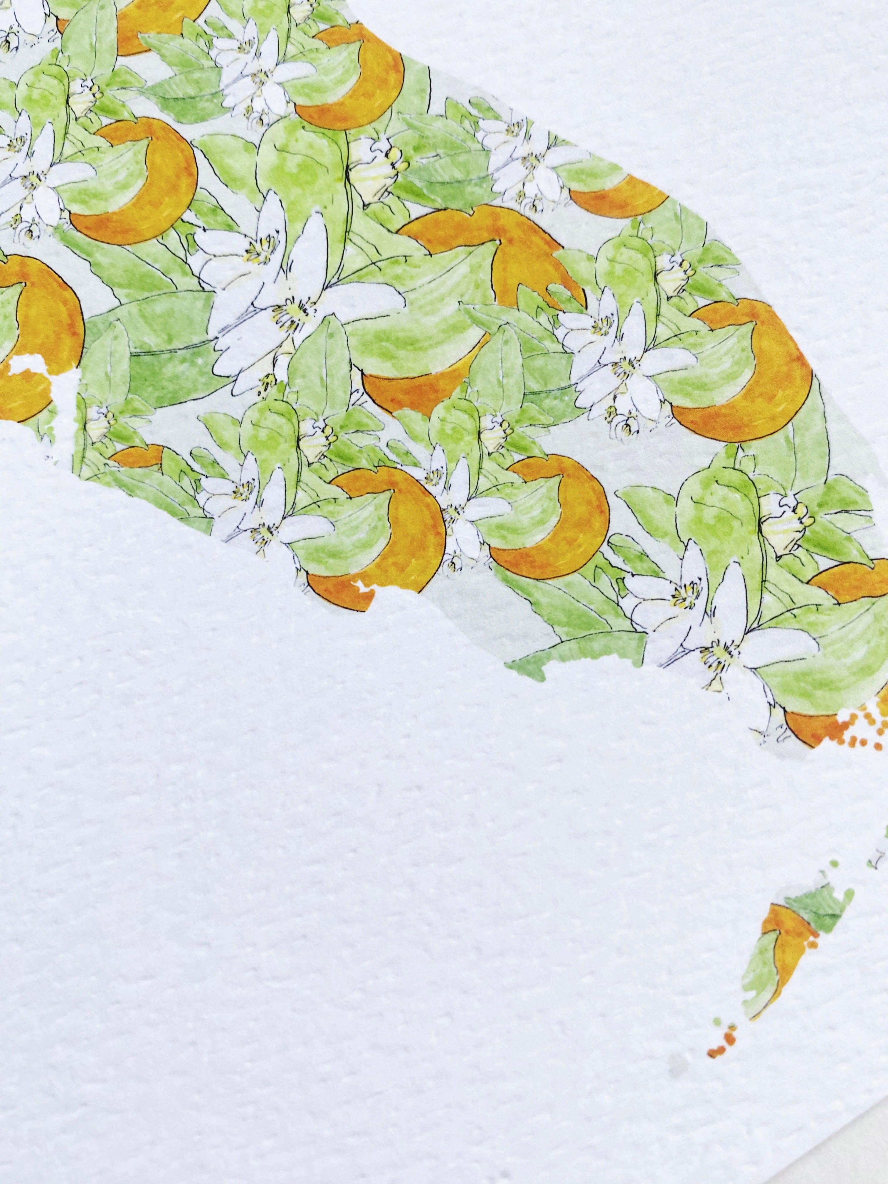 FLORIDA State Flower Map: Orange Blossom: PRINT