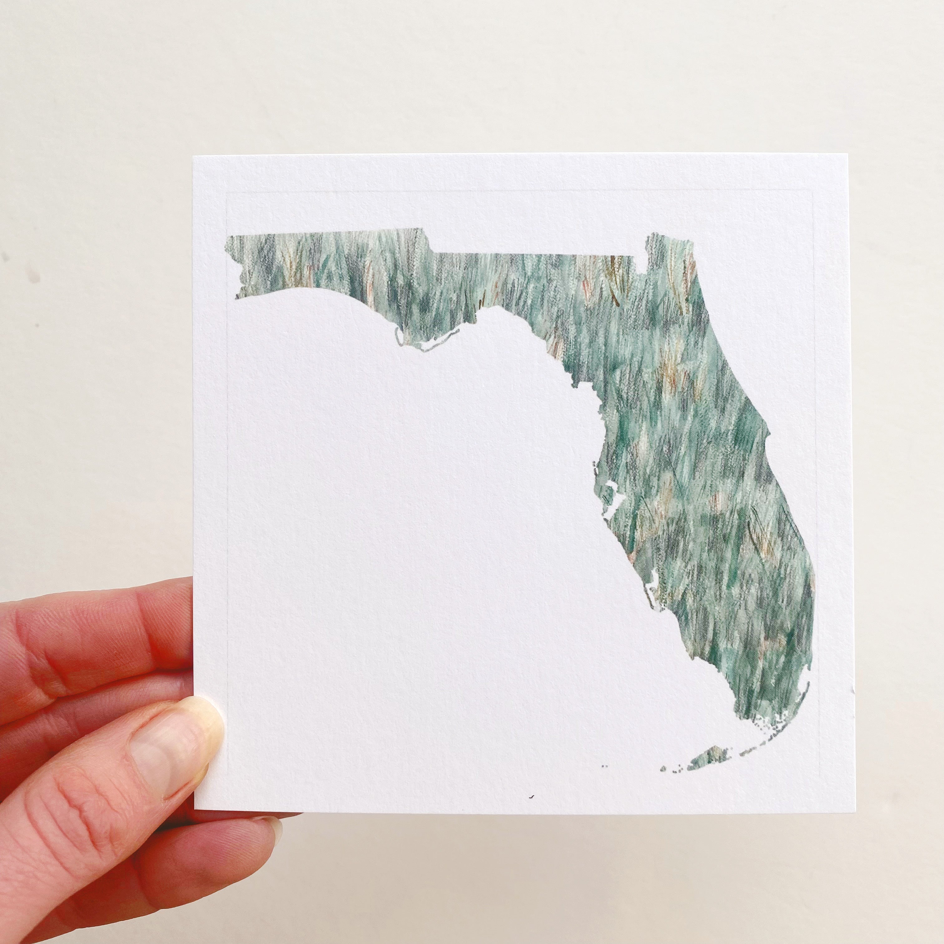 FLORIDA Painted State Map SQUARE Postcard