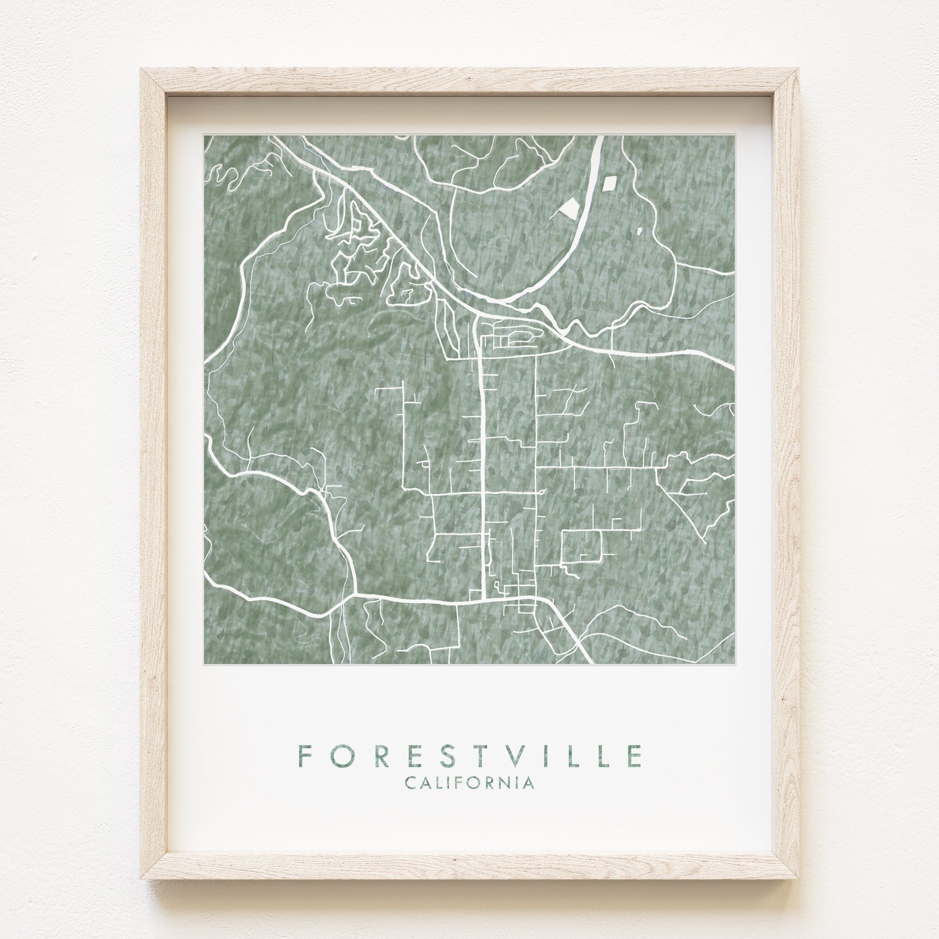 FORESTVILLE California Watercolor Wash Map: PRINT