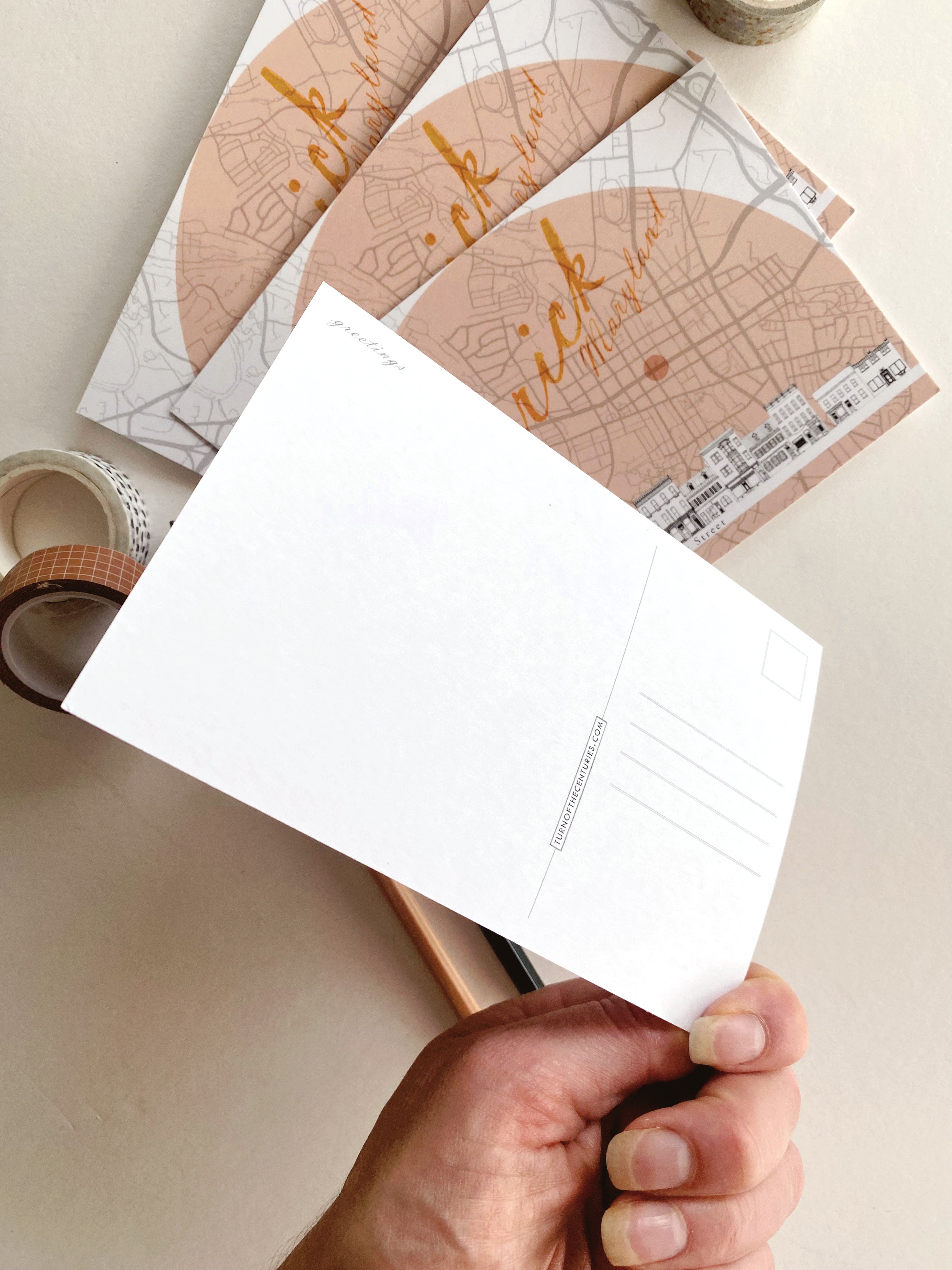 FREDERICK Maryland Streetscape + Map: POSTCARD