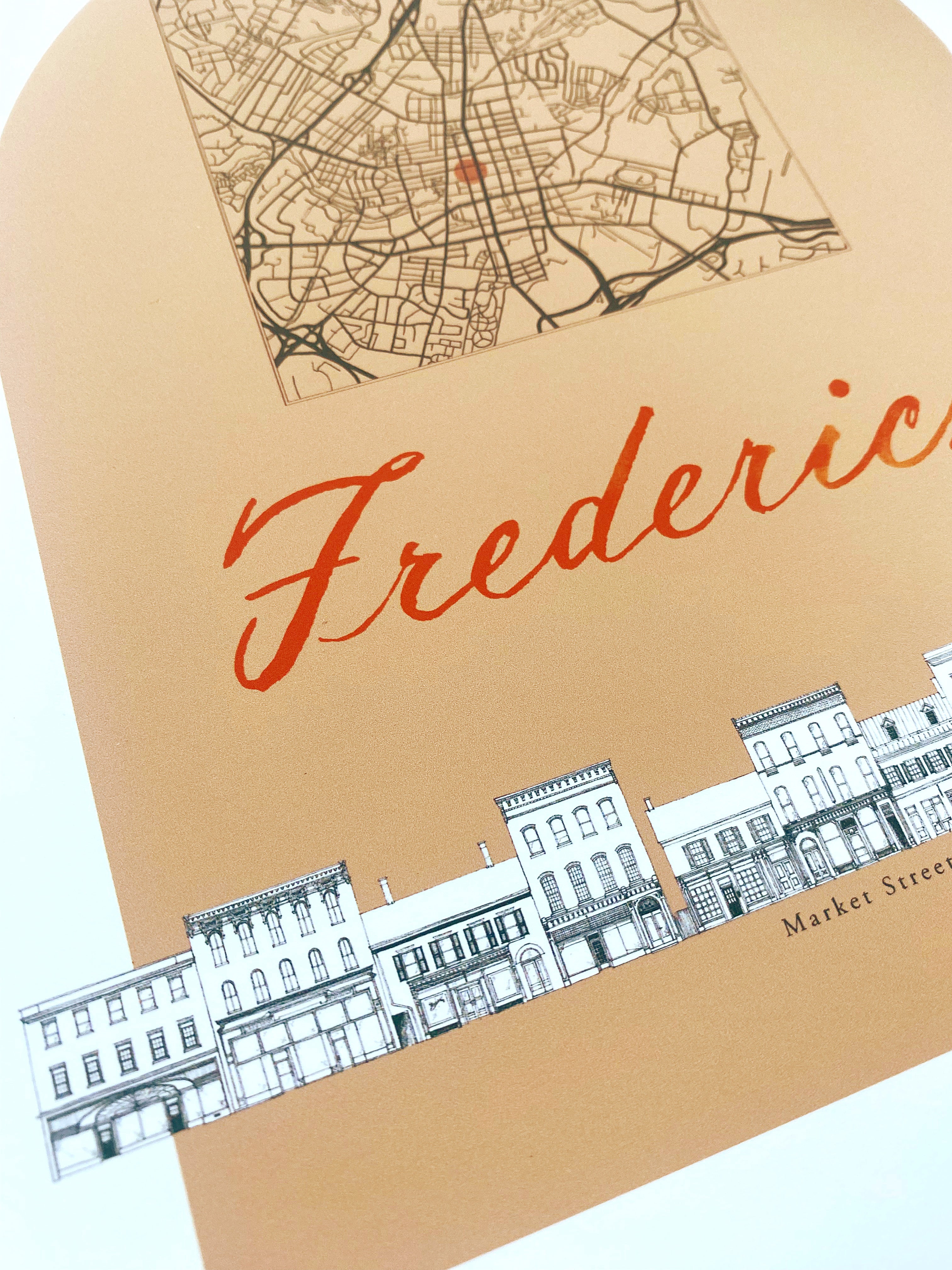 FREDERICK Maryland Streetscape + Map: PRINT