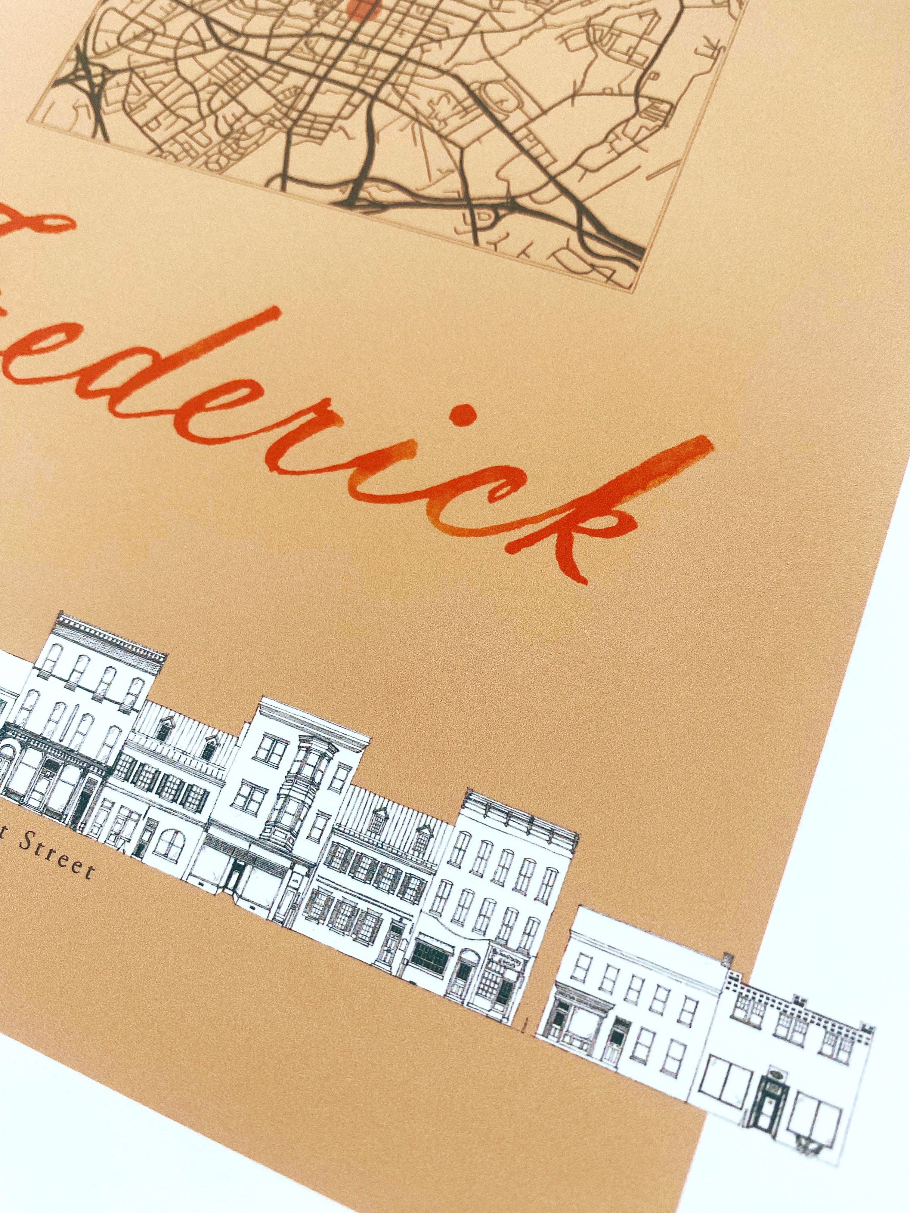 FREDERICK Maryland Streetscape + Map: PRINT