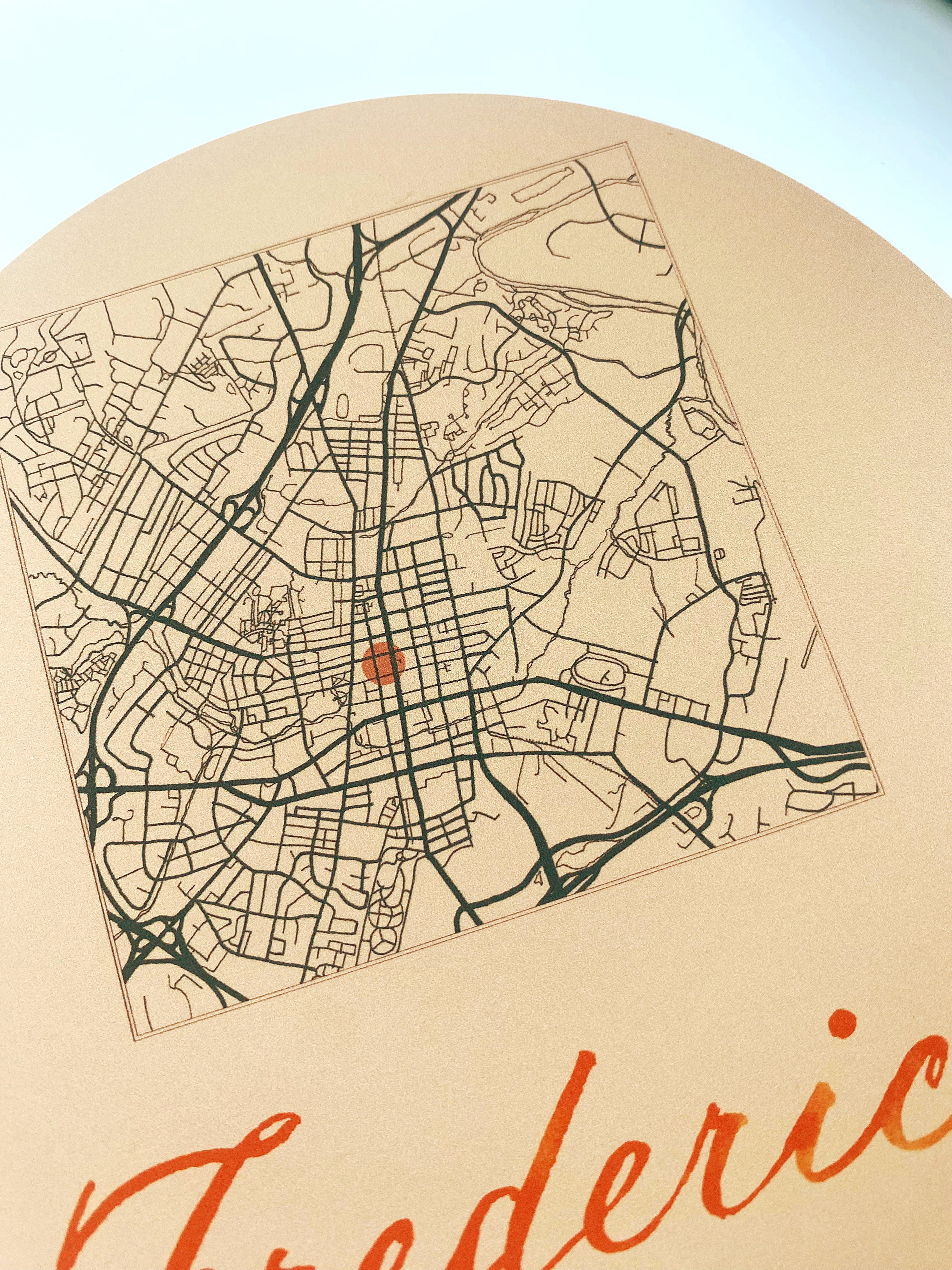 FREDERICK Maryland Streetscape + Map: PRINT