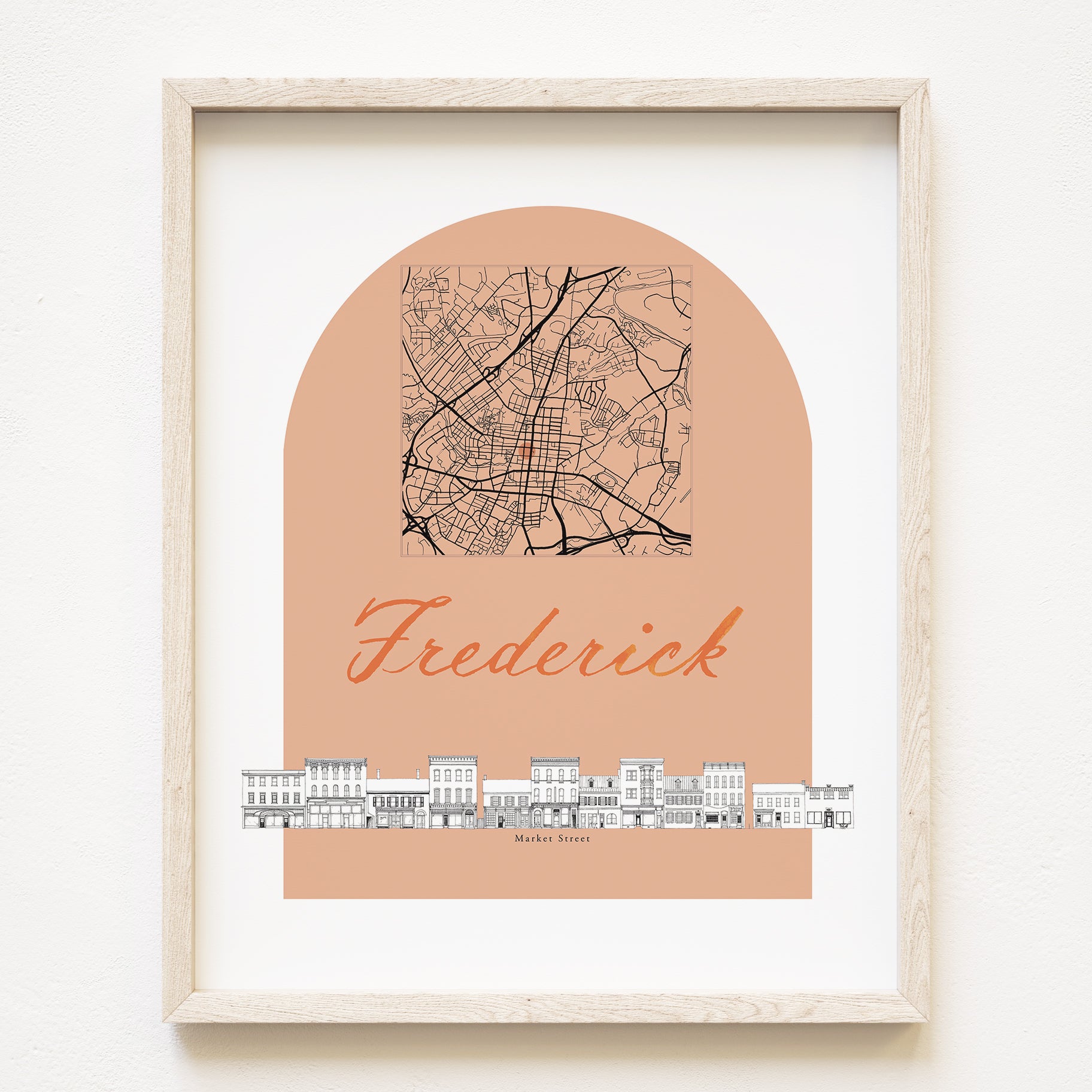 FREDERICK Maryland Streetscape + Map: PRINT