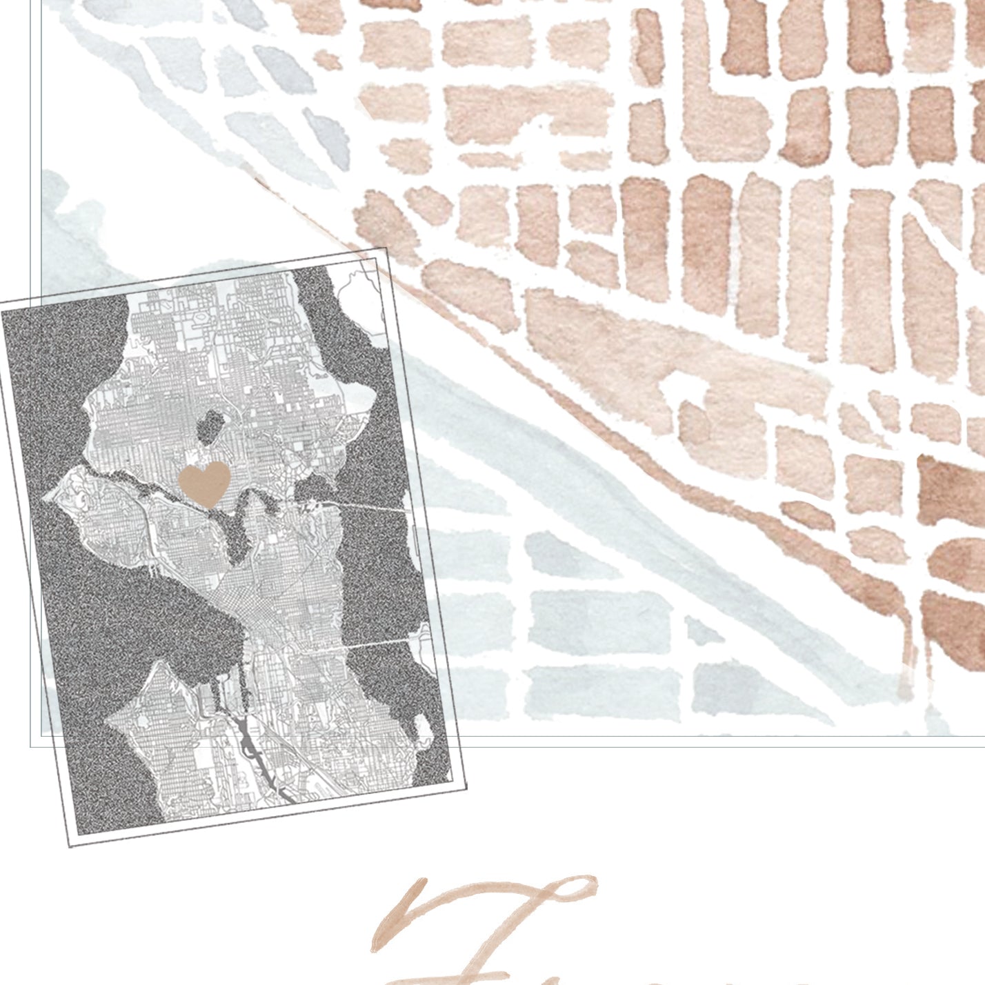 Fremont SEATTLE Neighborhood Watercolor Map: PRINT