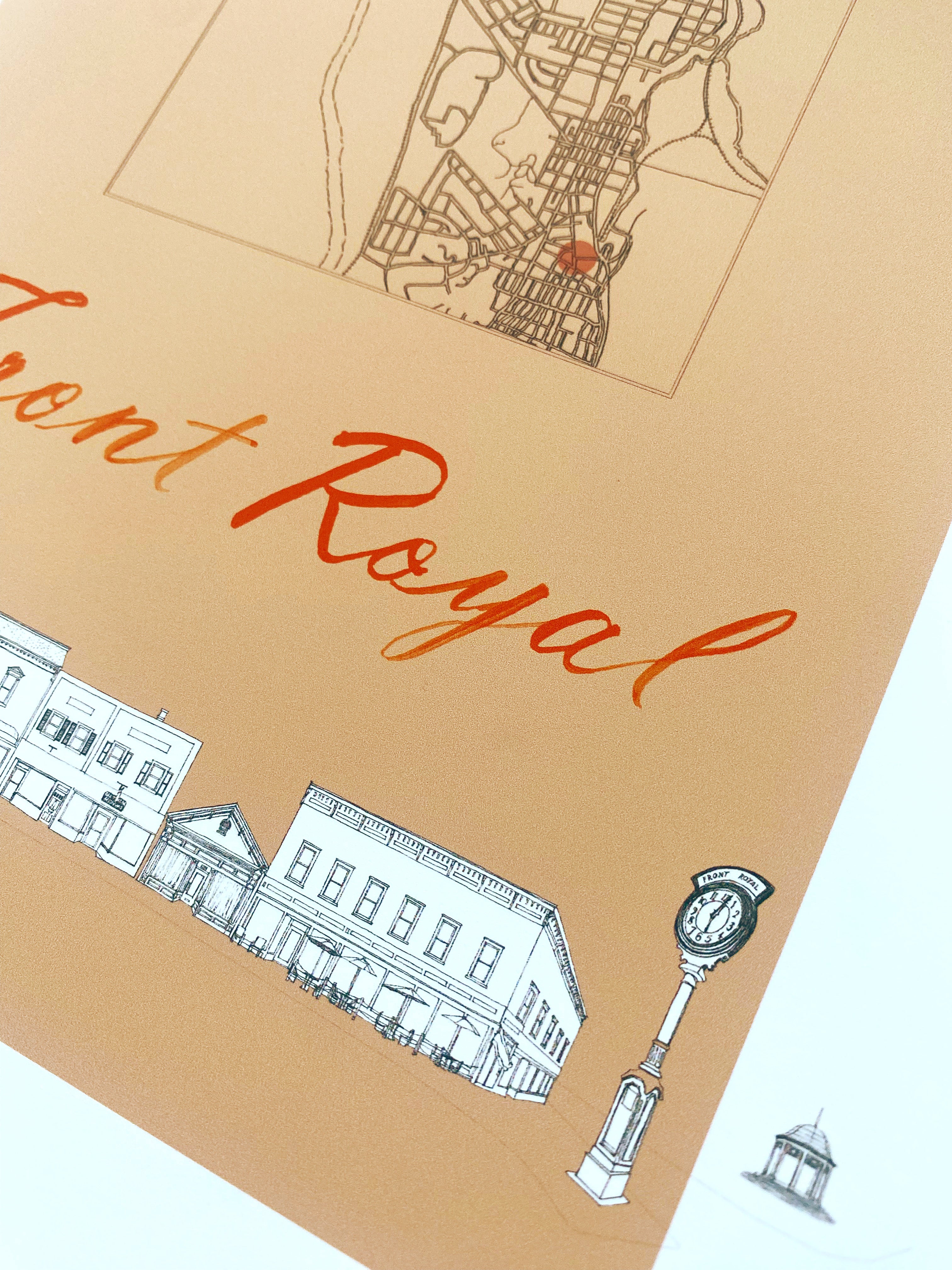 FRONT ROYAL Virginia Streetscape + Map: PRINT