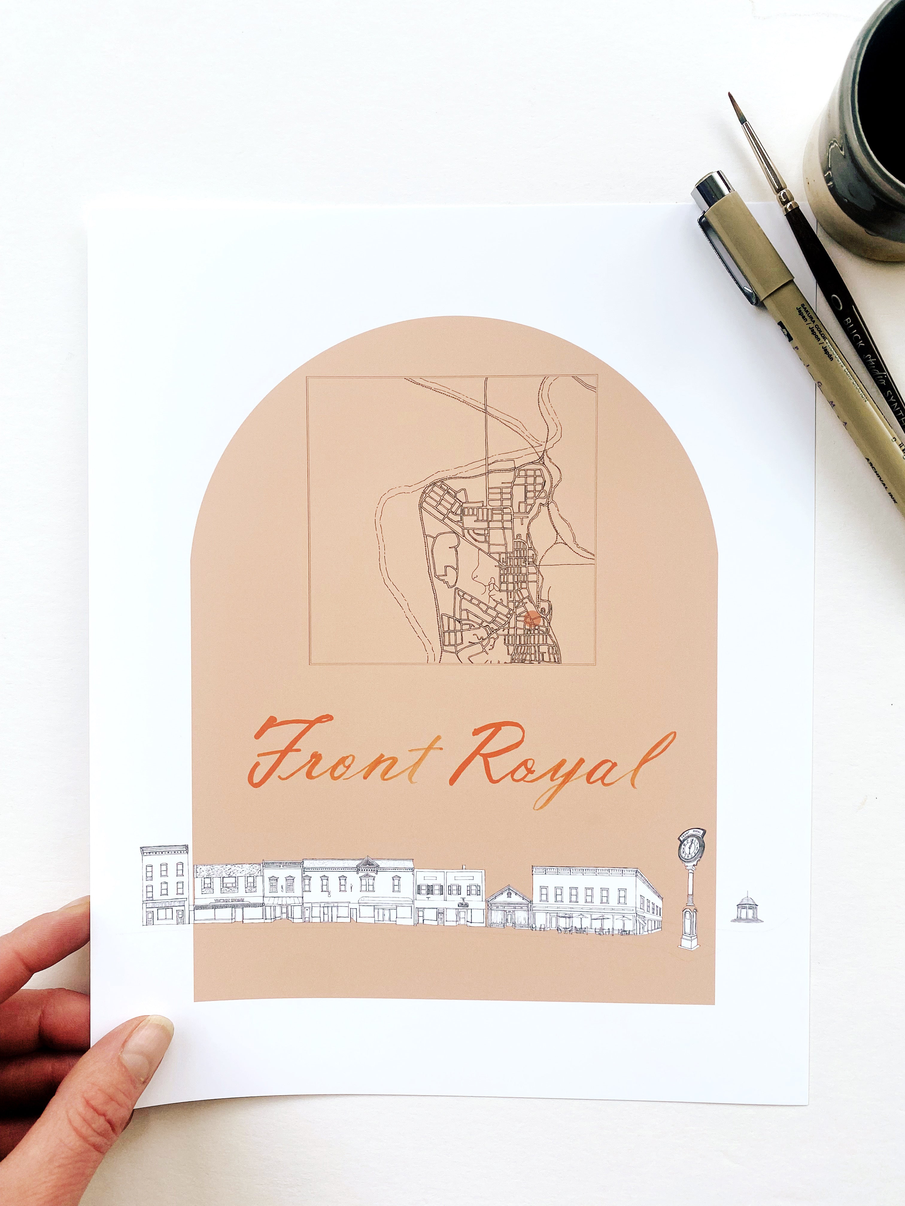 FRONT ROYAL Virginia Streetscape + Map: PRINT