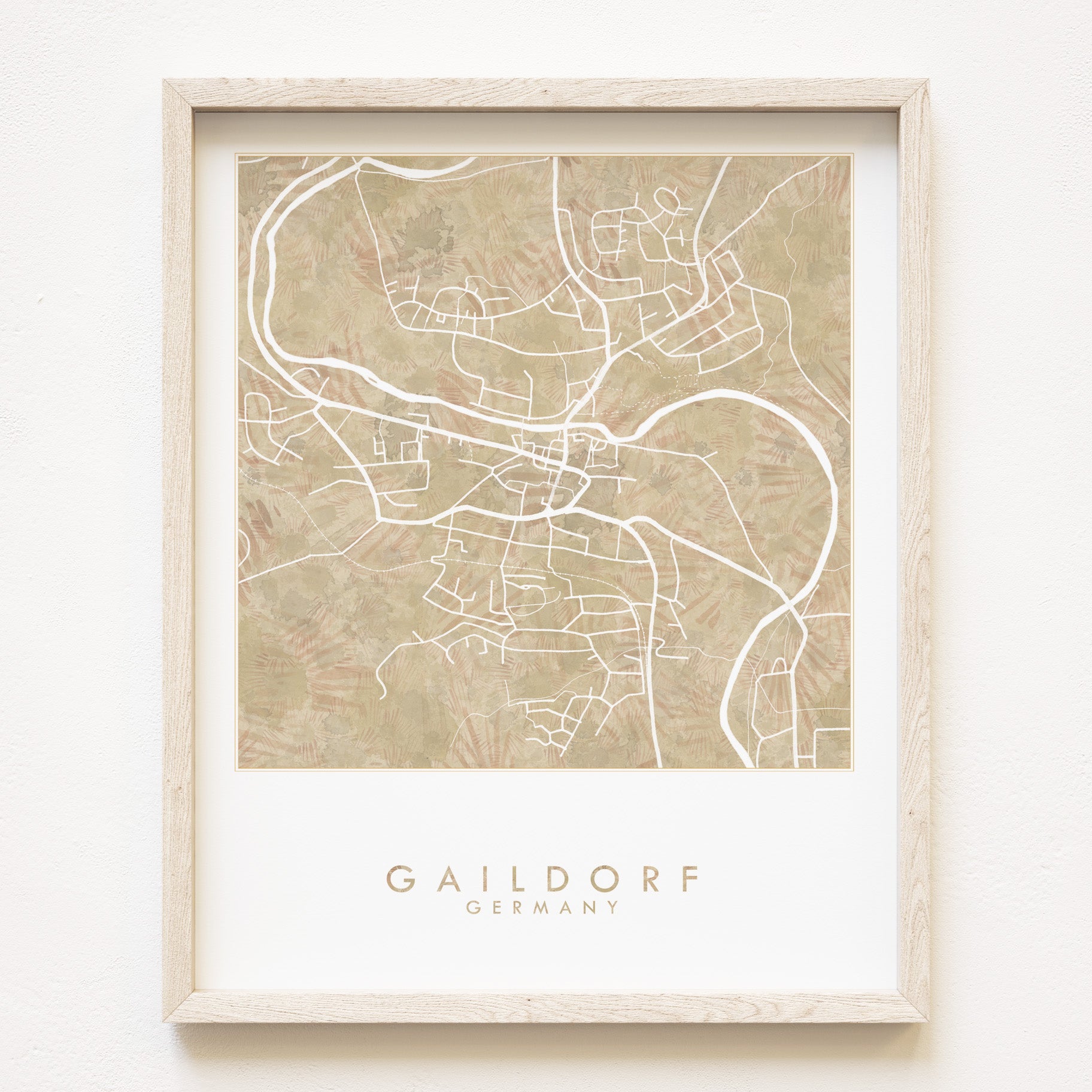 GAILDORF Germany Painterly Watercolor Map: PRINT