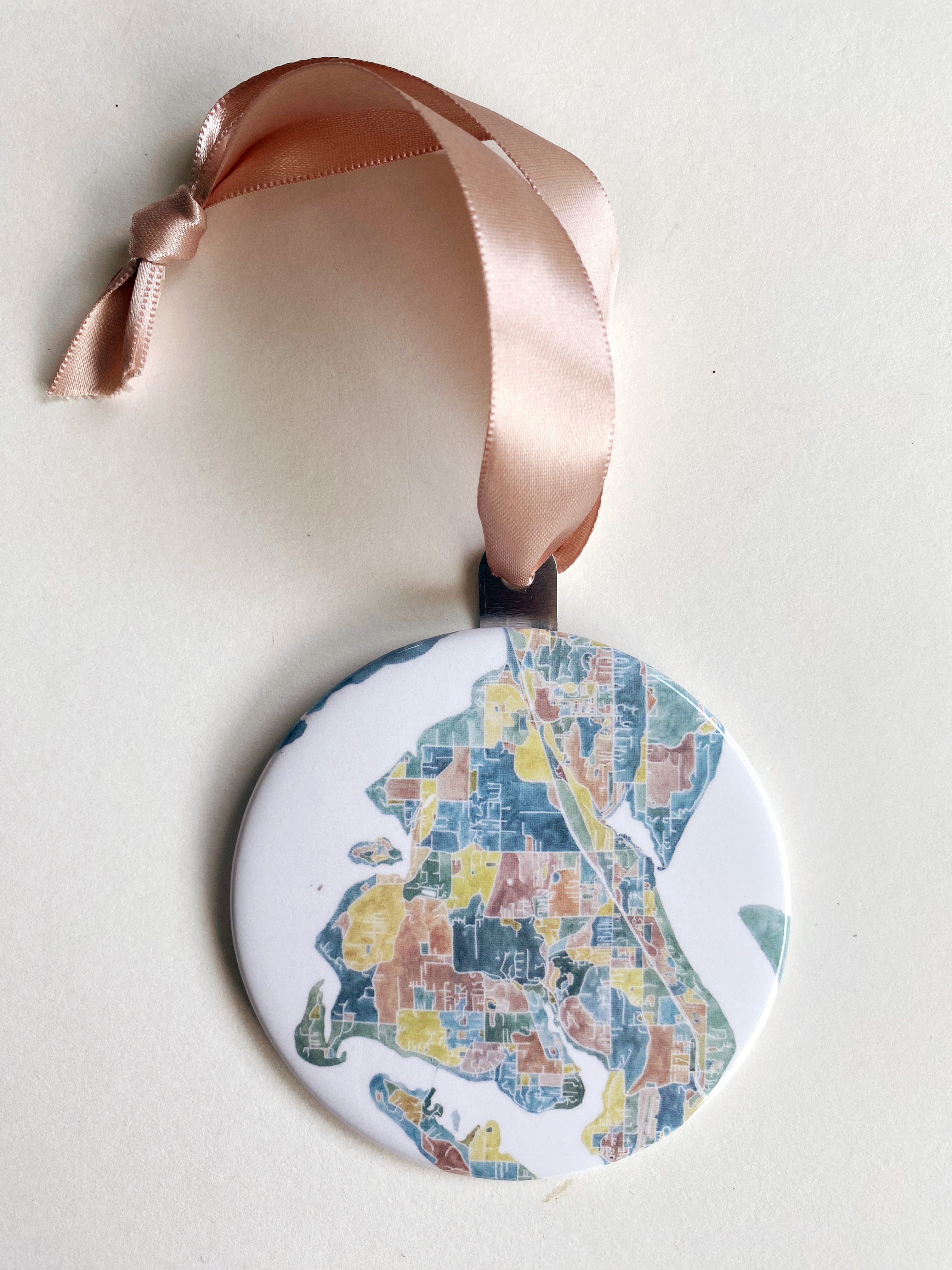 GIG HARBOR Washington ColorFULL Watercolor Map: ORNAMENT