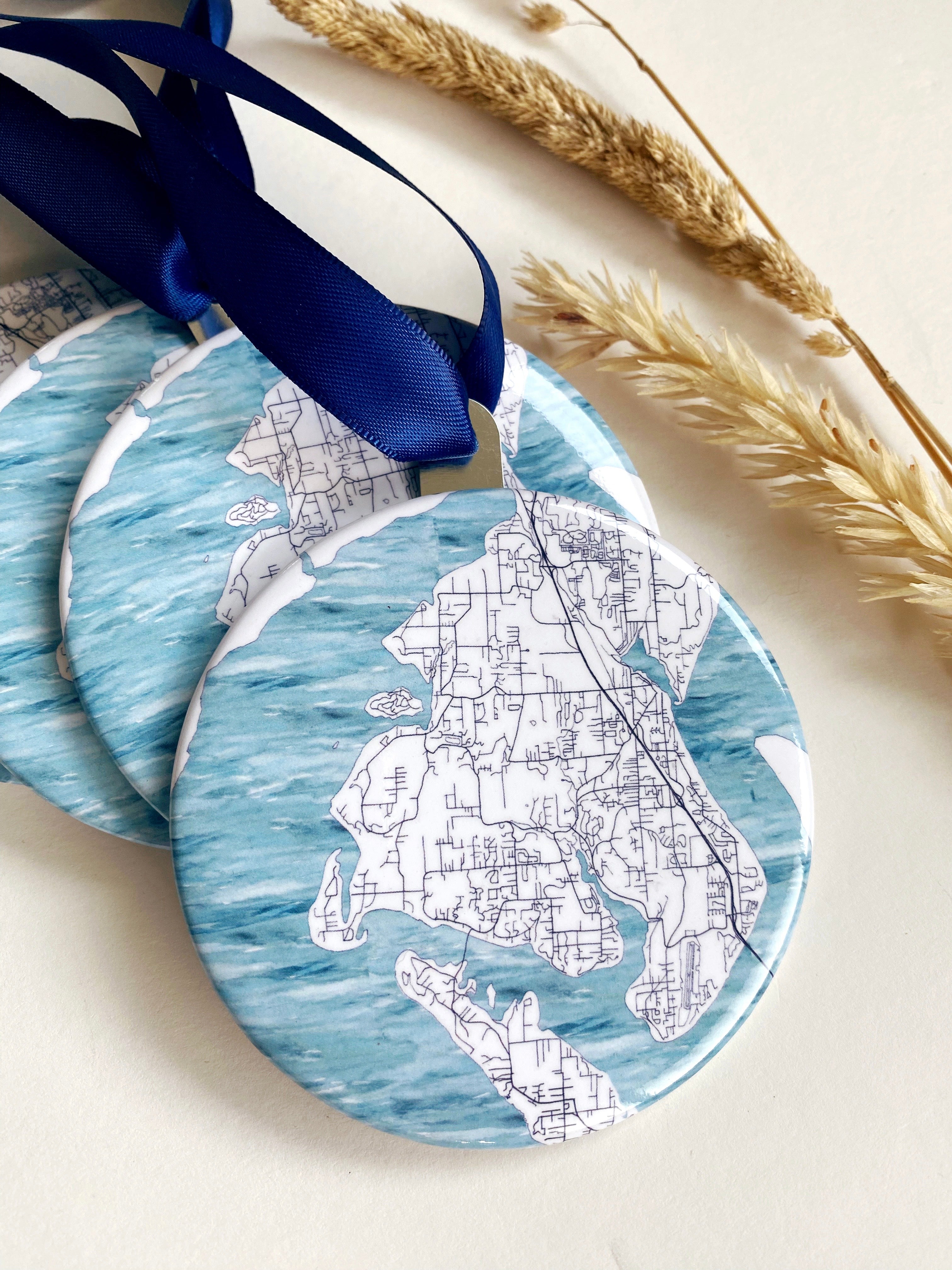 GIG HARBOR Washington Puget Sound Water Map: ORNAMENT