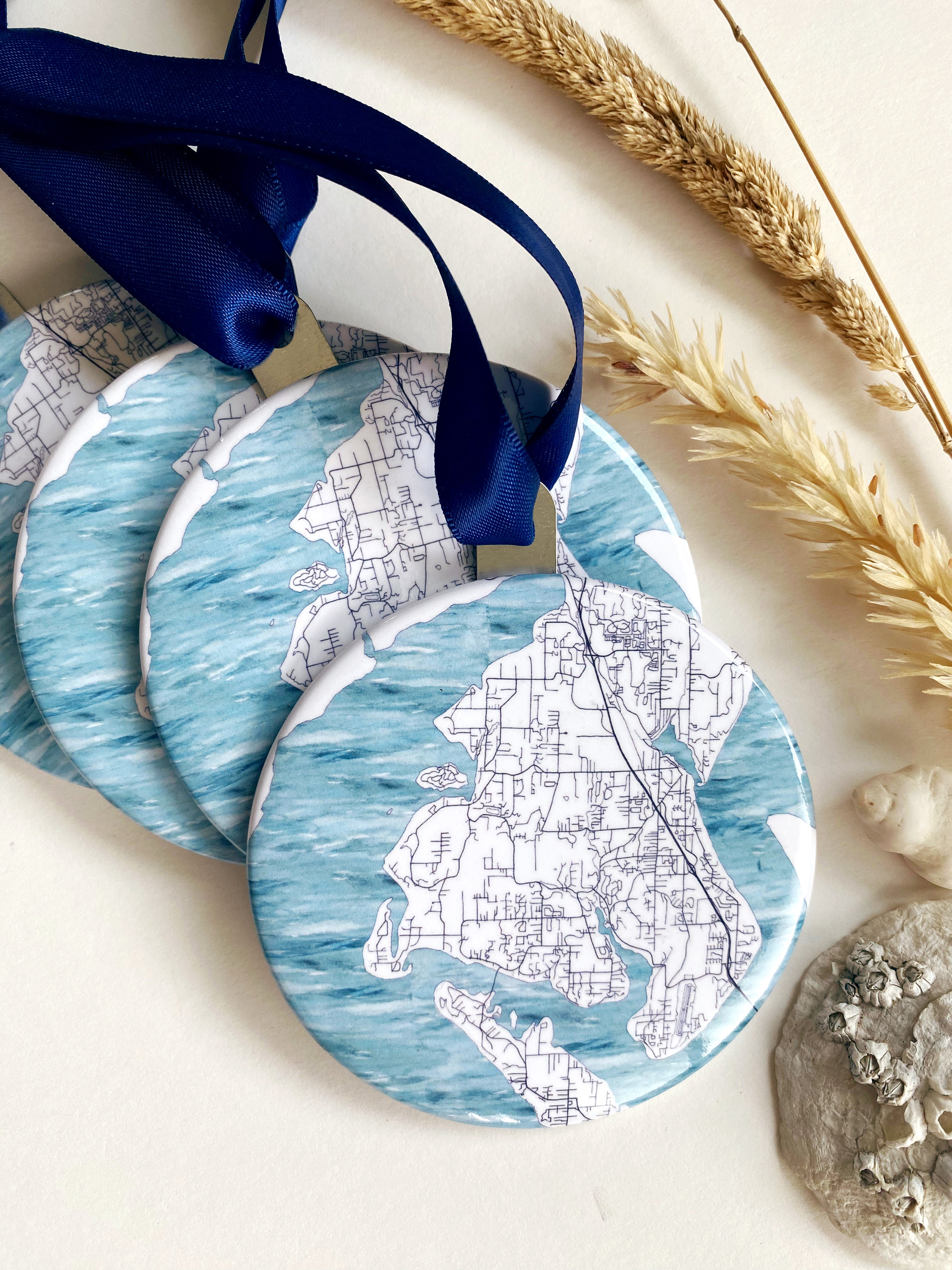 GIG HARBOR Washington Puget Sound Water Map: ORNAMENT