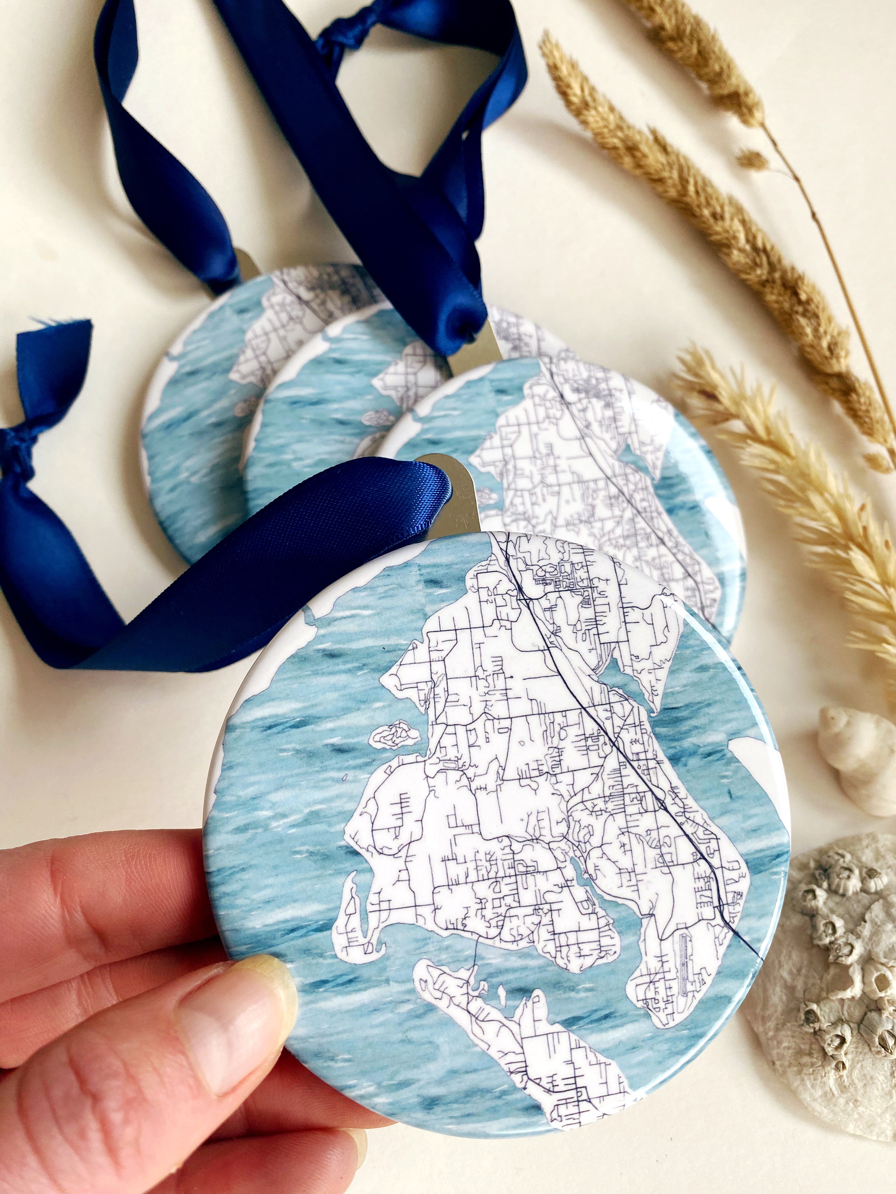 GIG HARBOR Washington Puget Sound Water Map: ORNAMENT