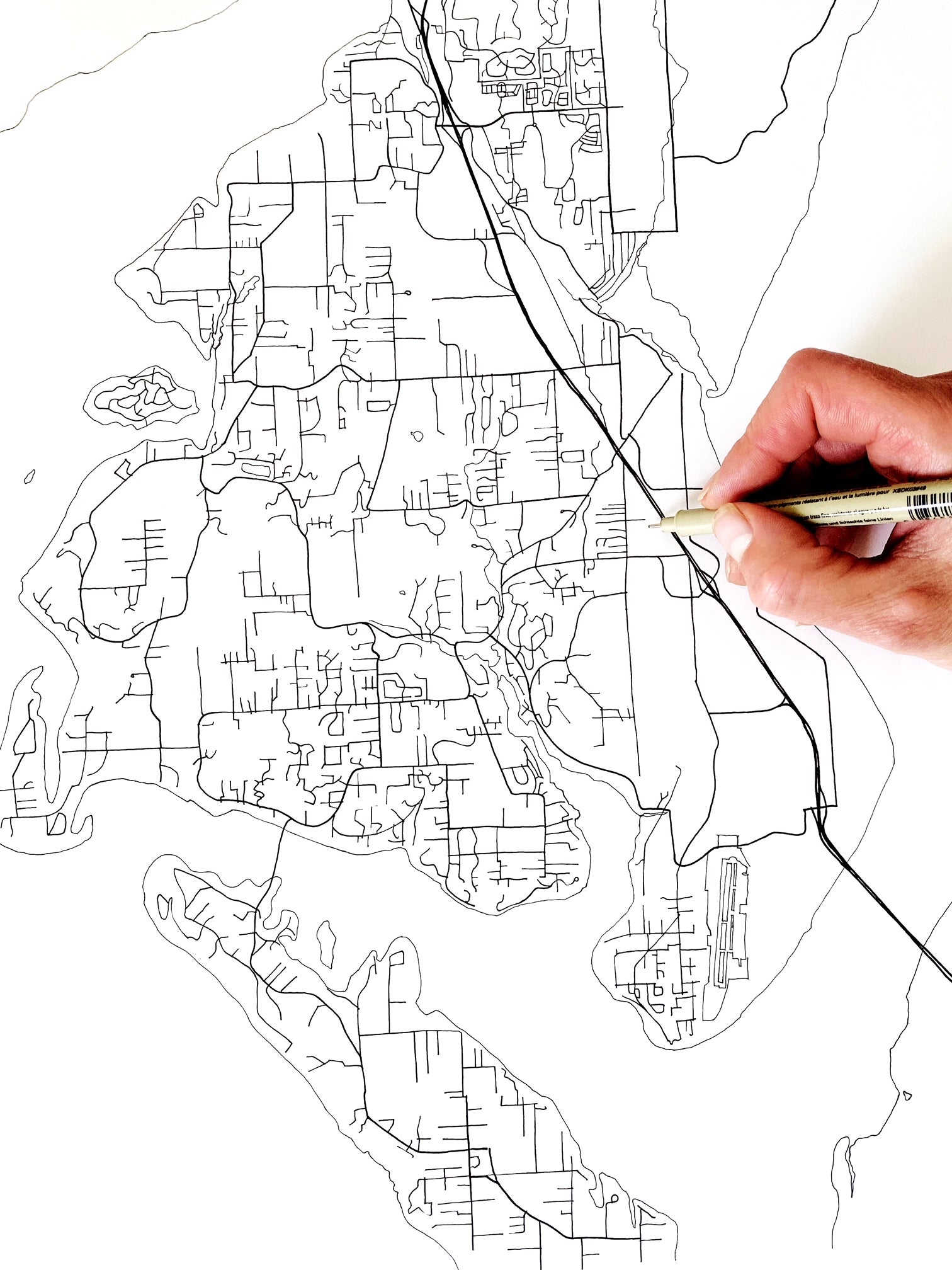 GIG HARBOR Washington Puget Sound Water Map: ORNAMENT