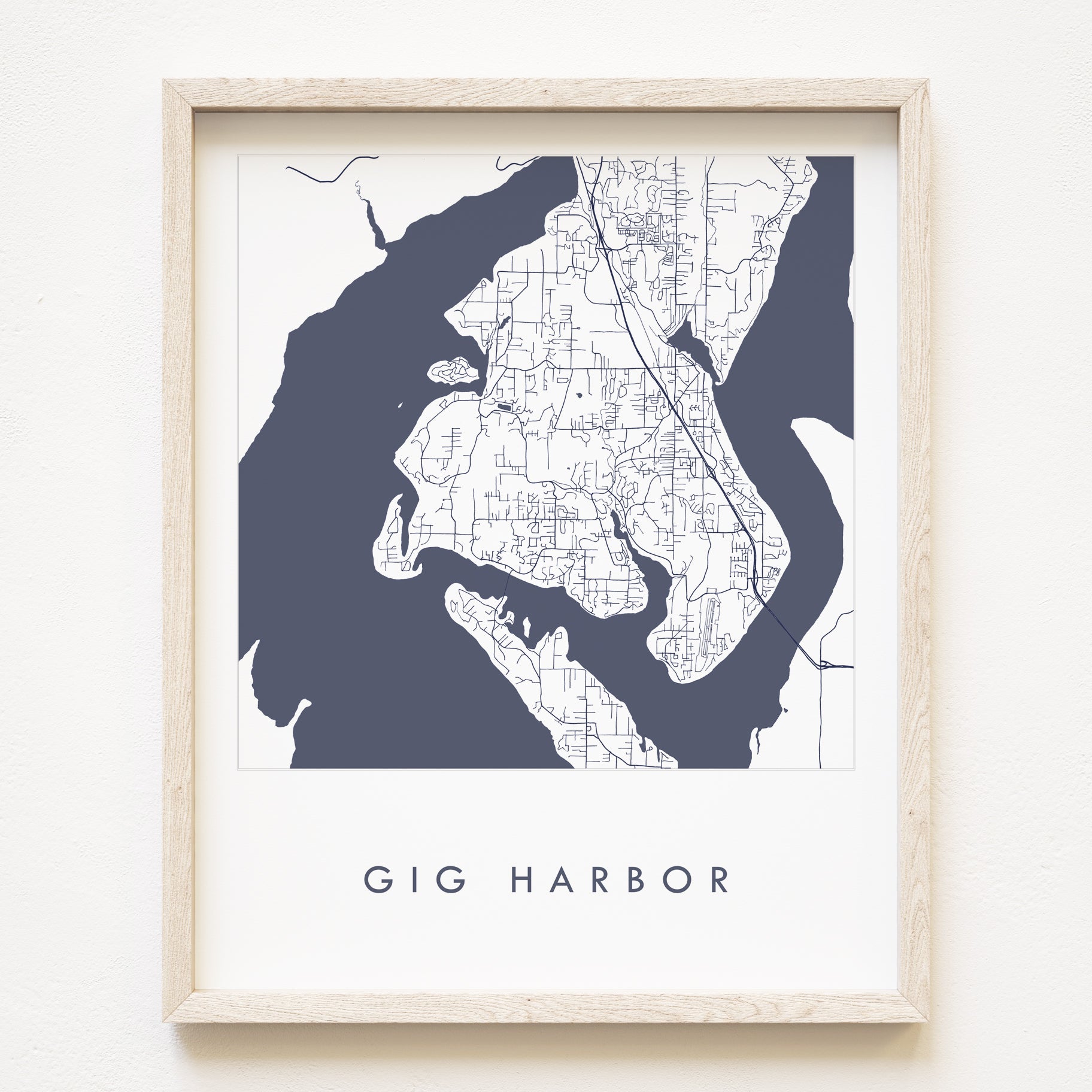 GIG HARBOR Washington Hand Drawn "Blueprint" Map: PRINT