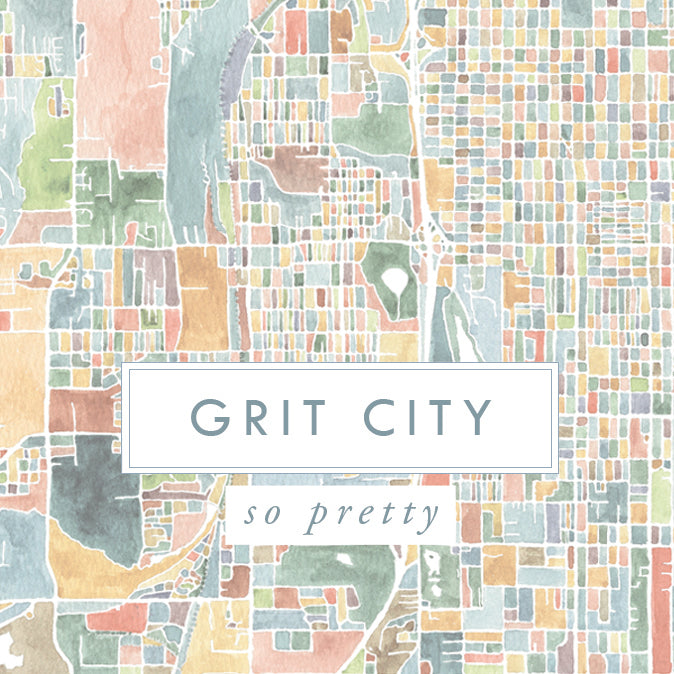 GRIT CITY Tacoma Washington Watercolor Map - city nickname greeting card