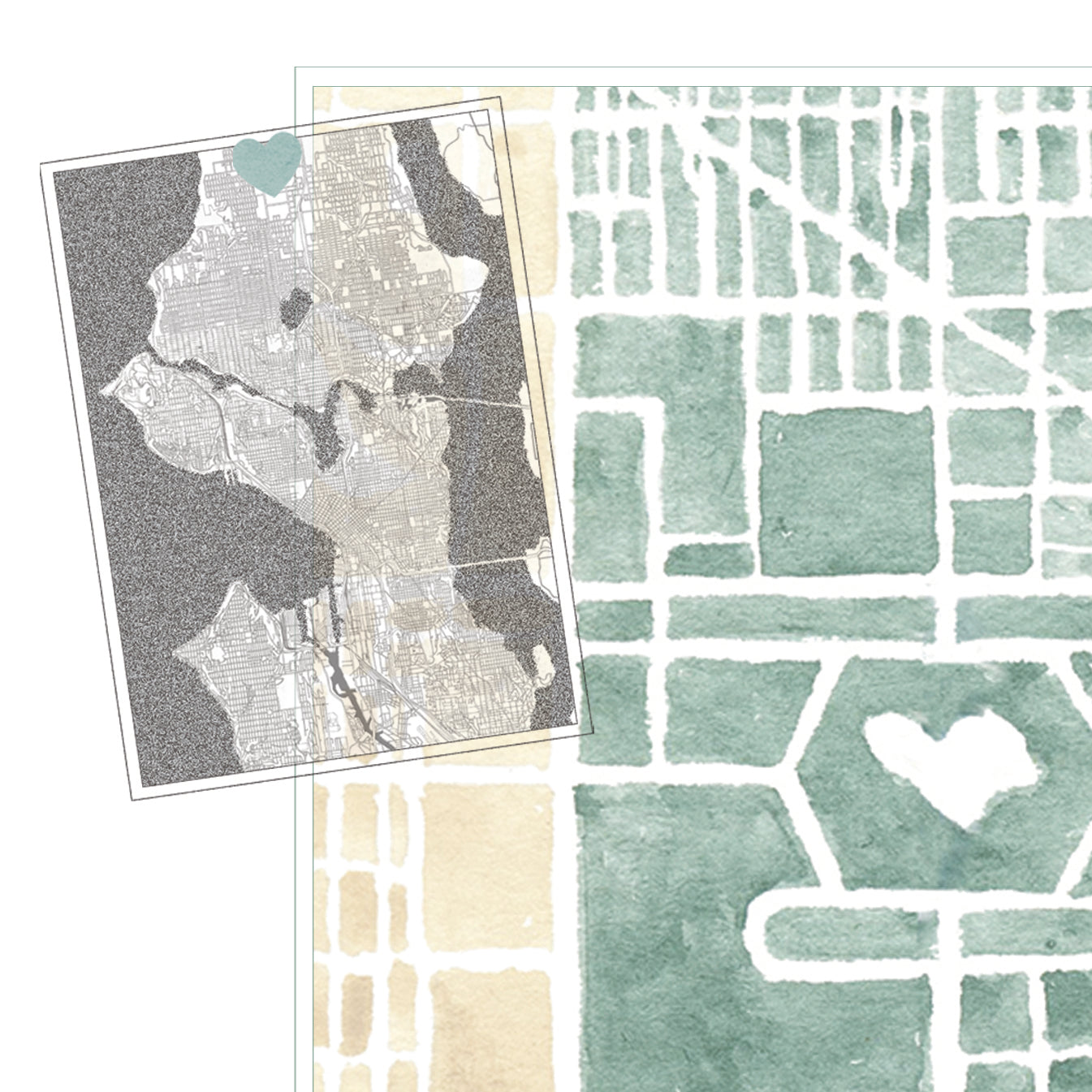 Haller Lake SEATTLE Neighborhood Watercolor Map: PRINT