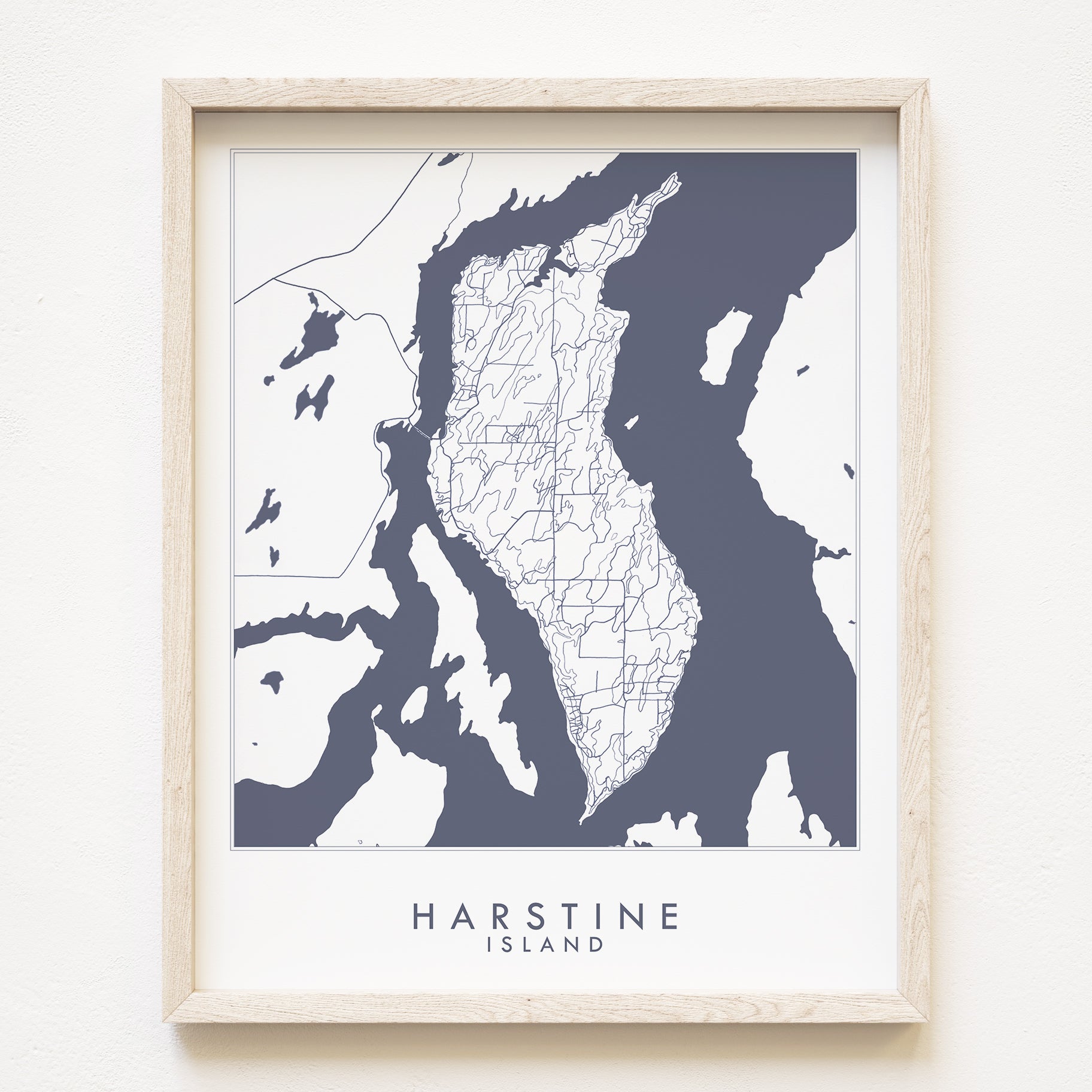 HARSTINE ISLAND Washington Hand Drawn "Blueprint" Map: PRINT