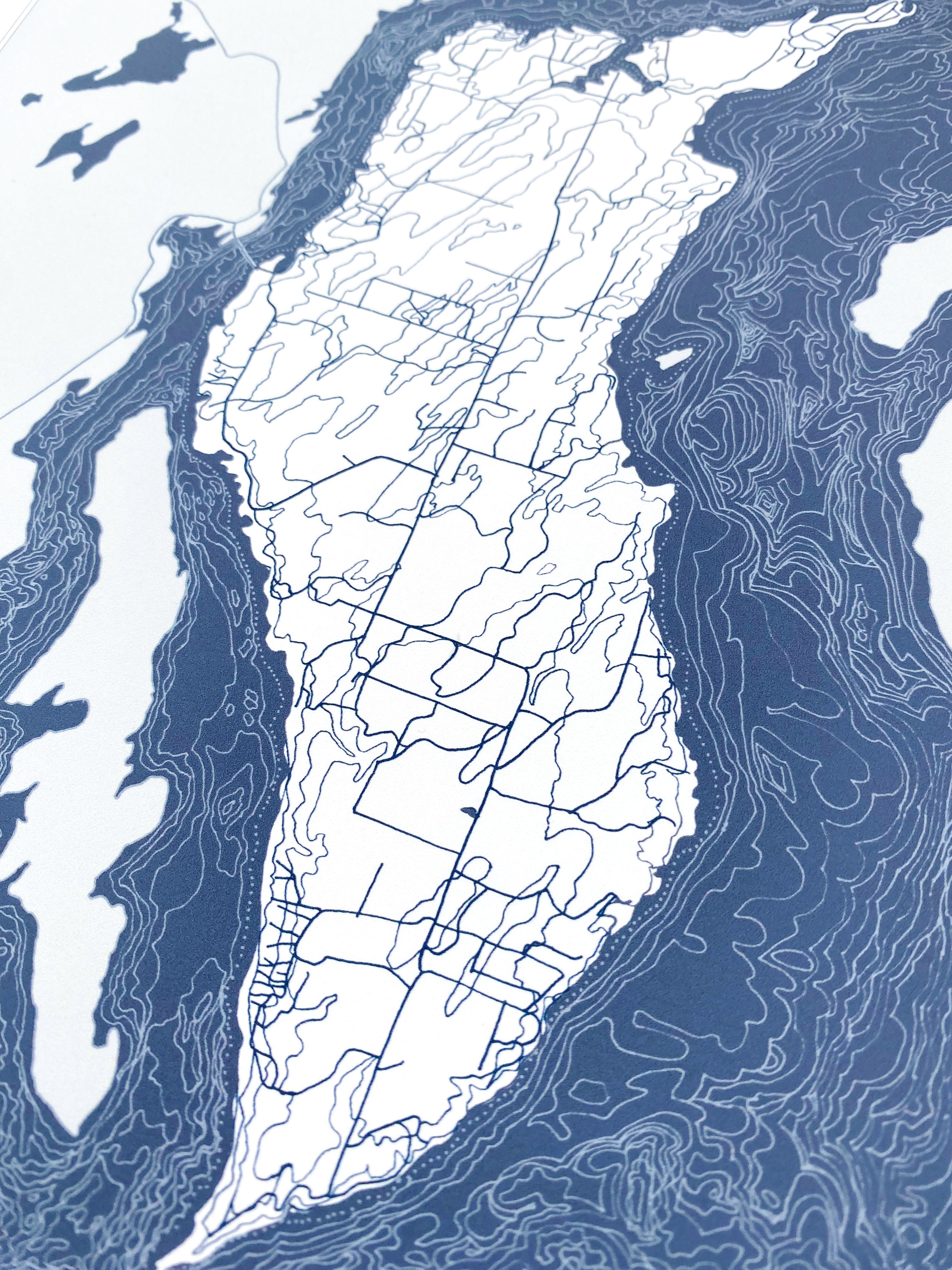HARSTINE ISLAND Washington Hand Drawn "Blueprint" Map: PRINT
