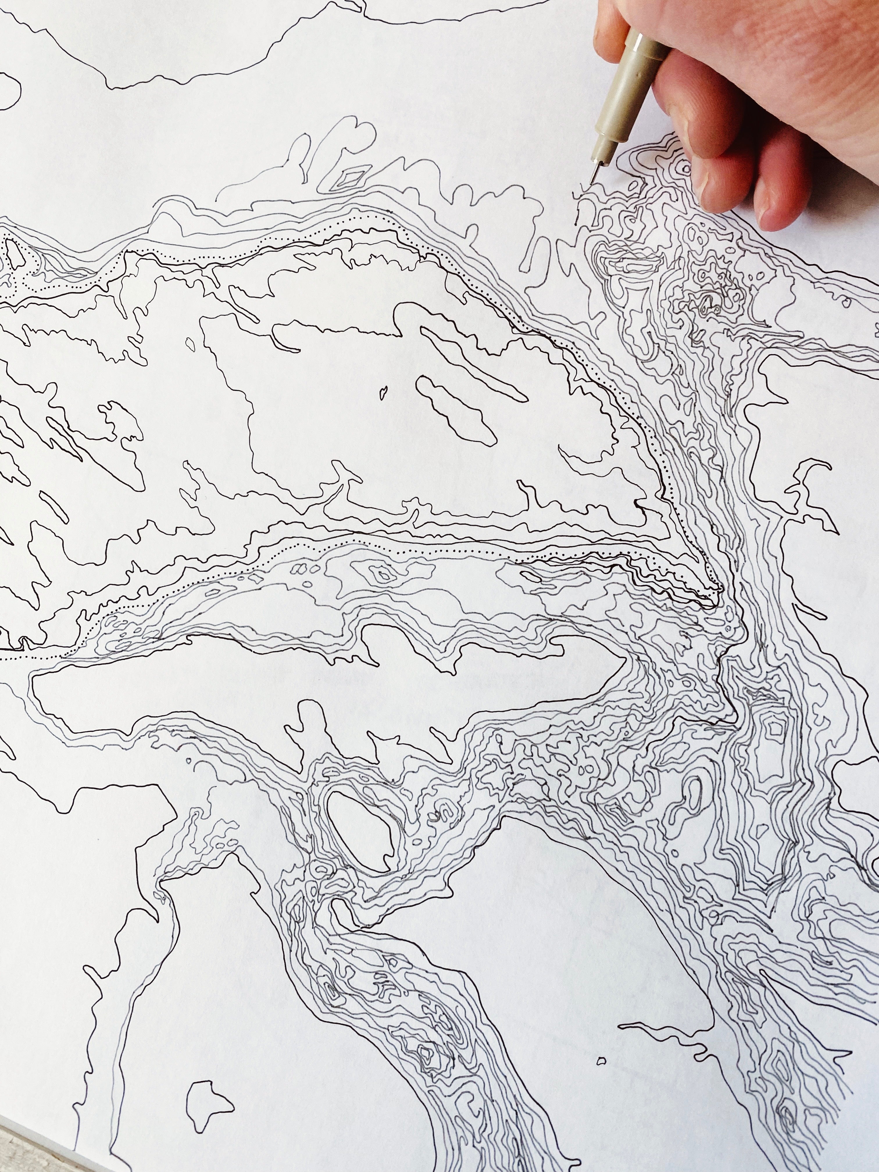 HARSTINE ISLAND Washington Hand Drawn "Blueprint" Map: PRINT
