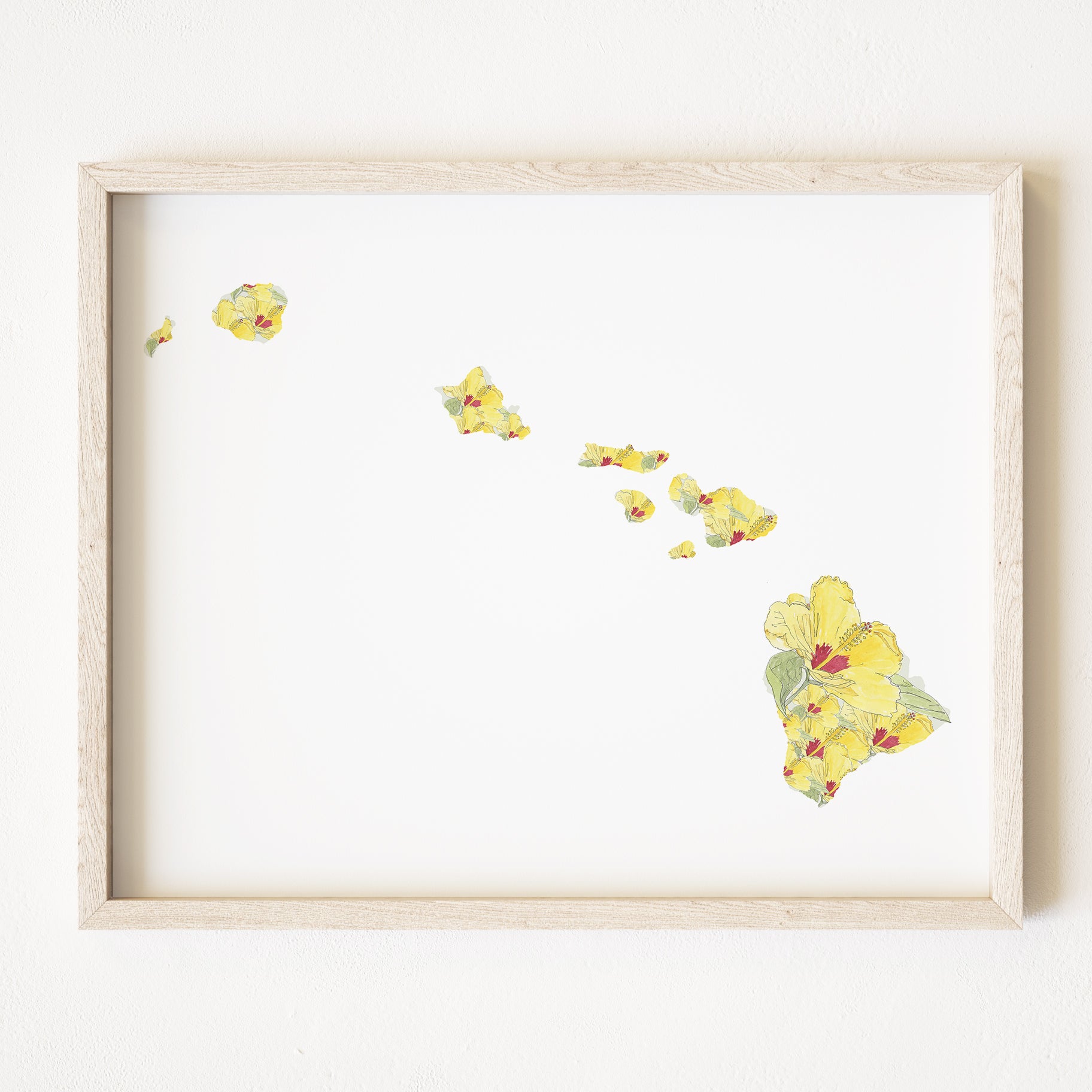 HAWAII State Flower Map: Pua Aloalo: PRINT