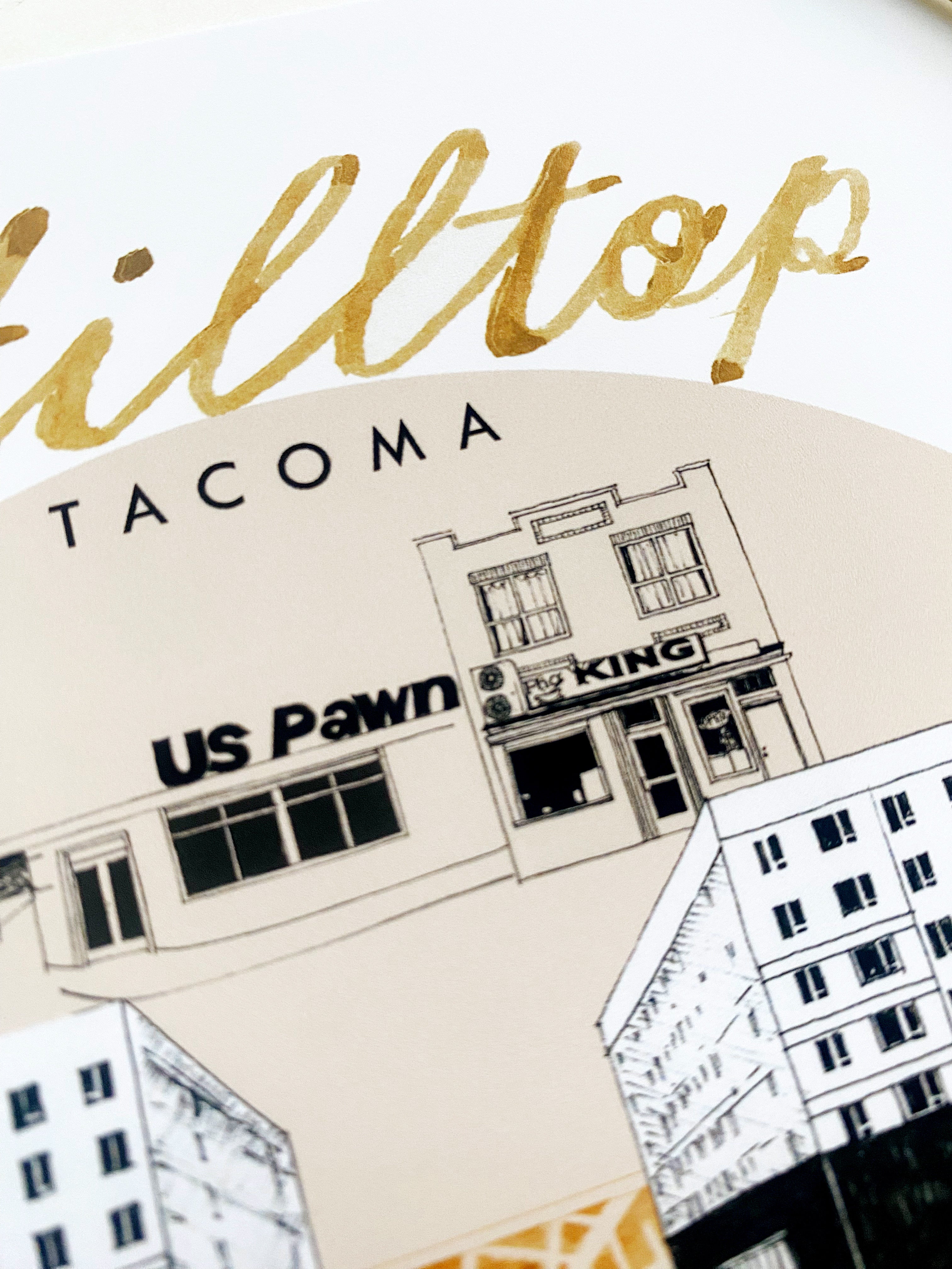 new HILLTOP TACOMA Neighborhood "Charms" Watercolor Map: PRINT