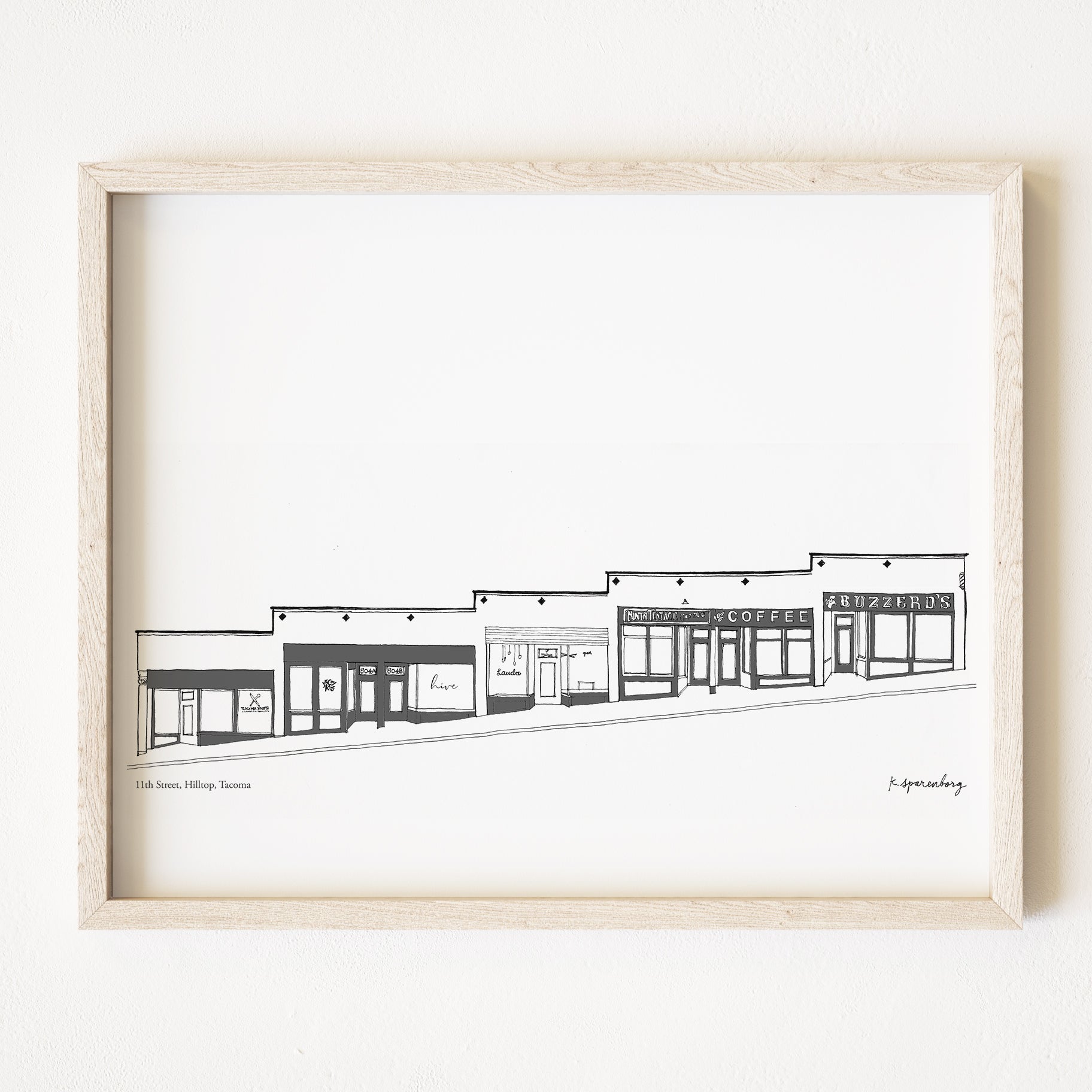 TACOMA Washington 11th St. Streetscape Drawing: PRINT