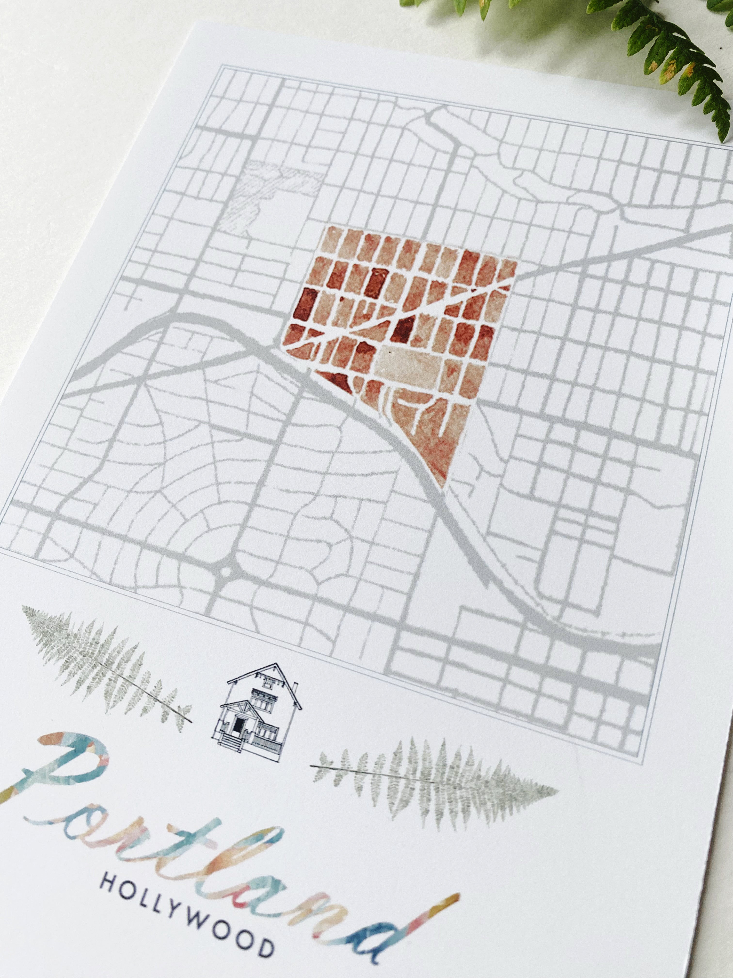 Hollywood PORTLAND Neighborhood Watercolor Map: PRINT