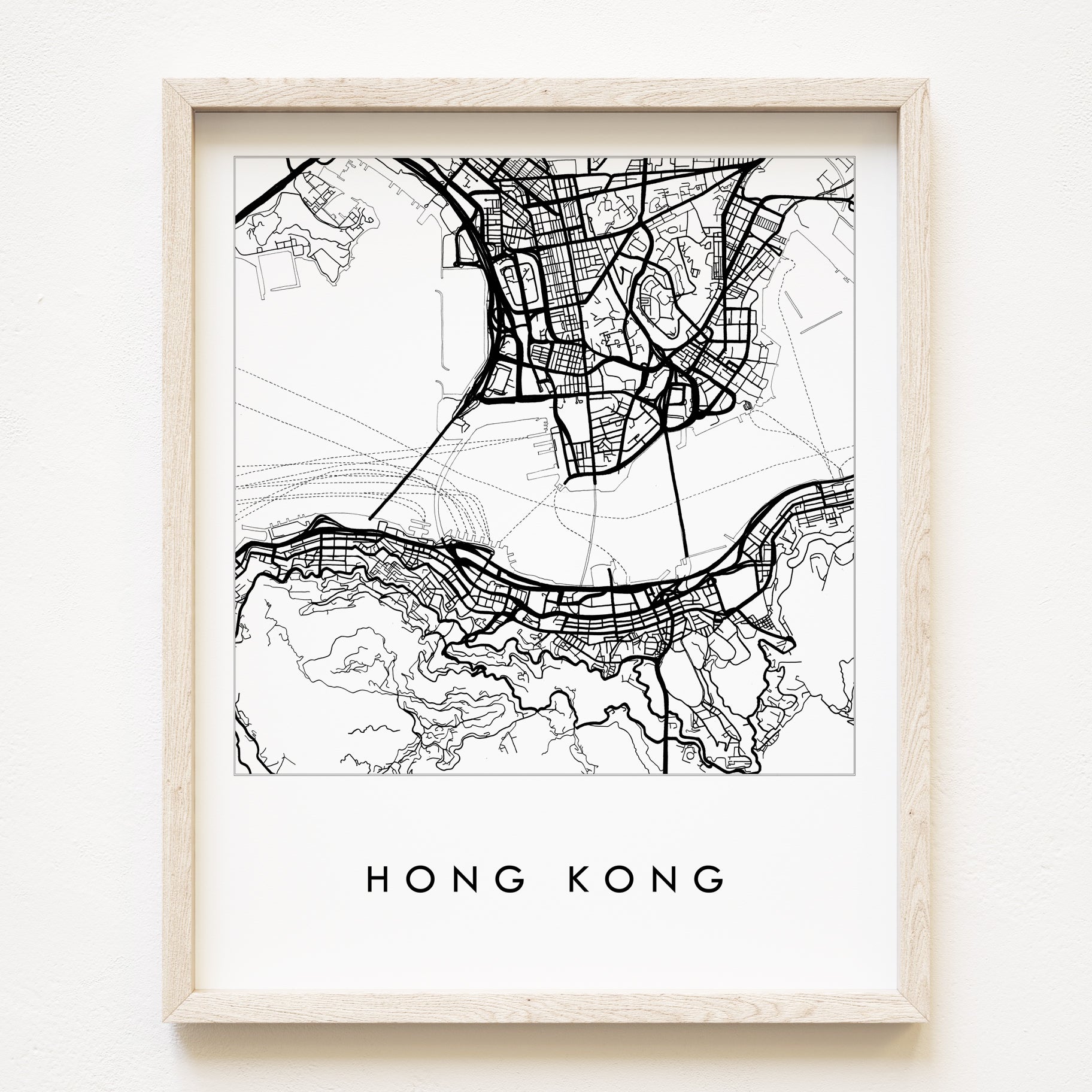 HONG KONG City Lines Map: PRINT