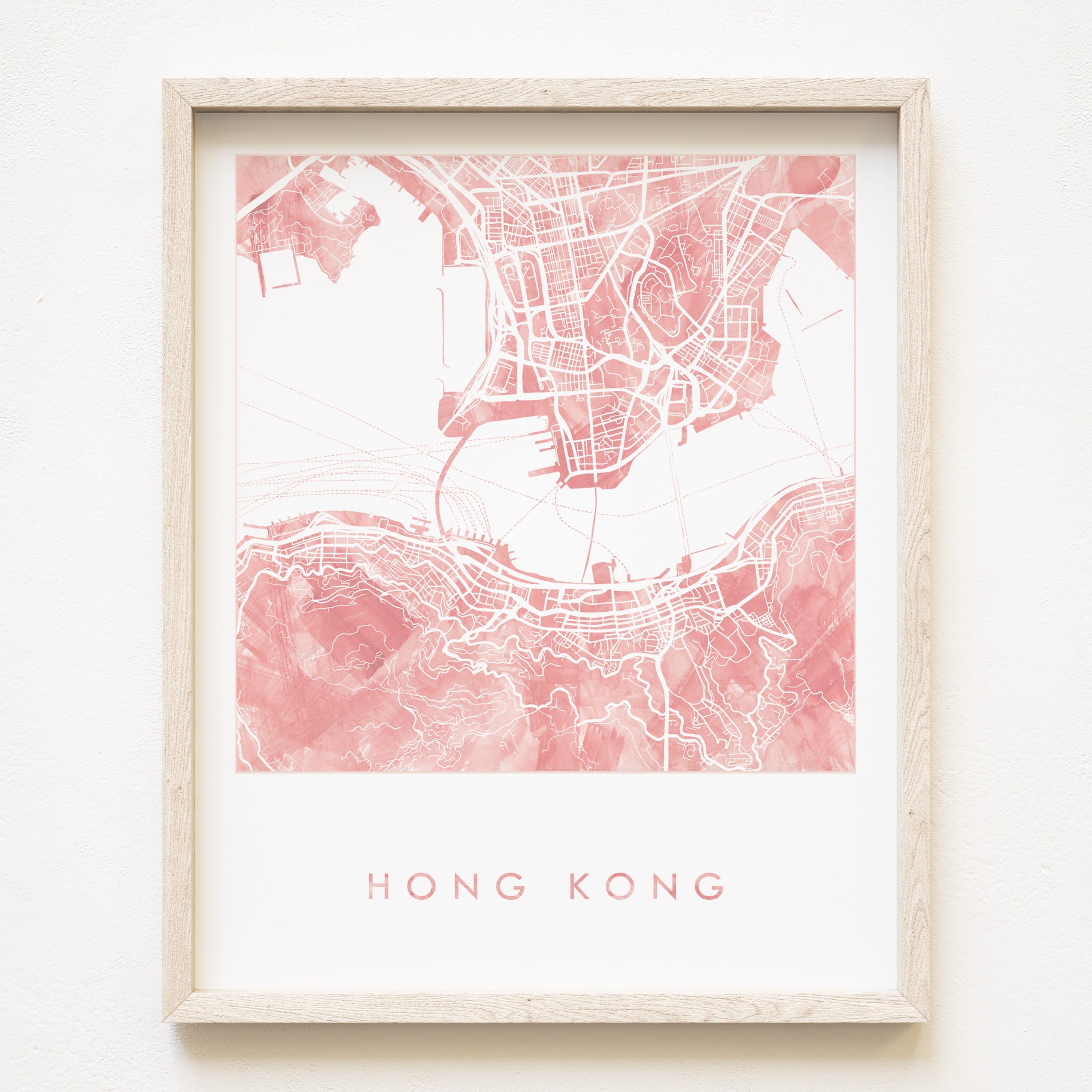 HONG KONG Watercolor Wash City Map: PRINT