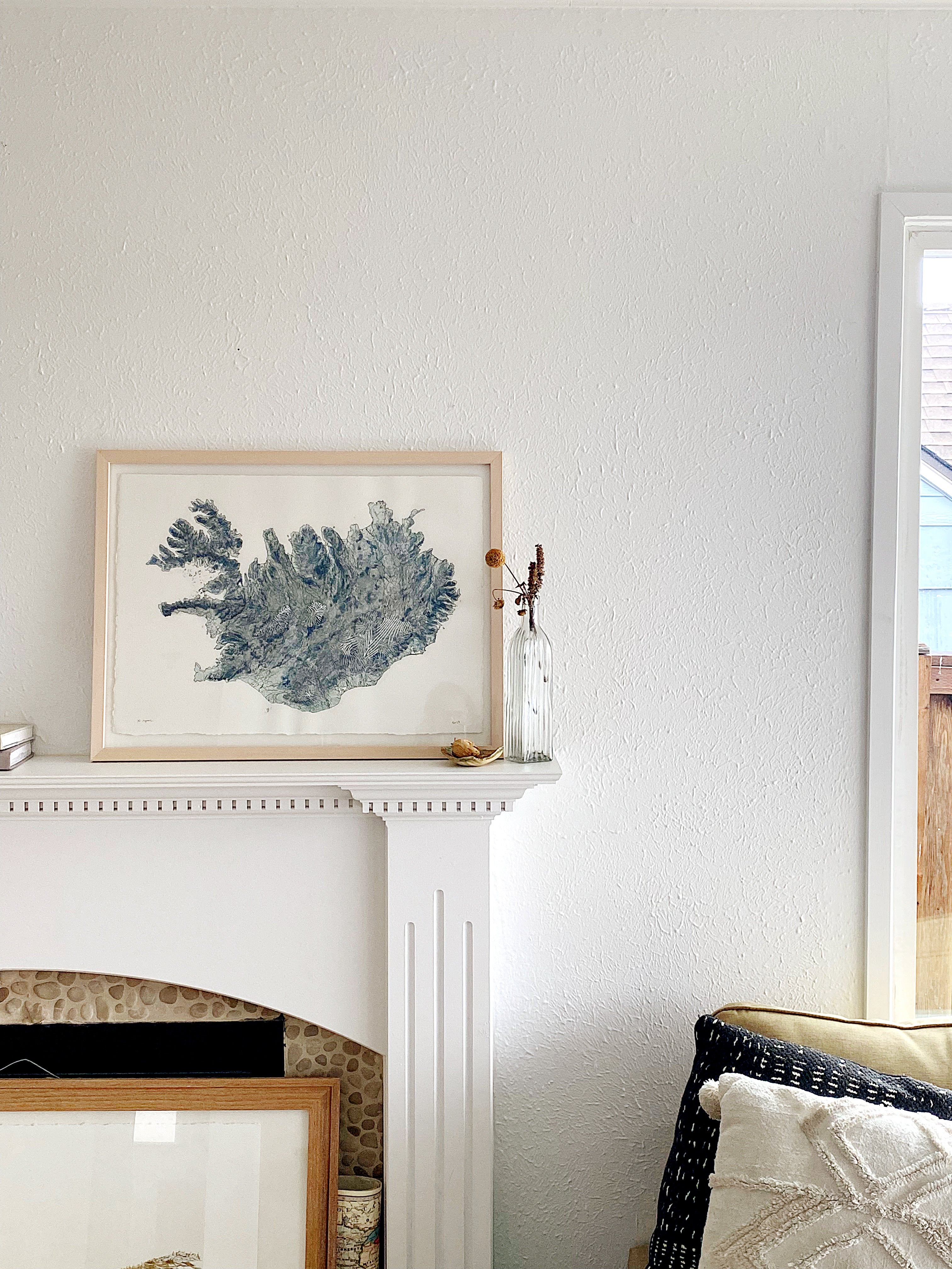 ICELAND Topo Watercolor Map: ORIGINAL PAINTING + Stitching