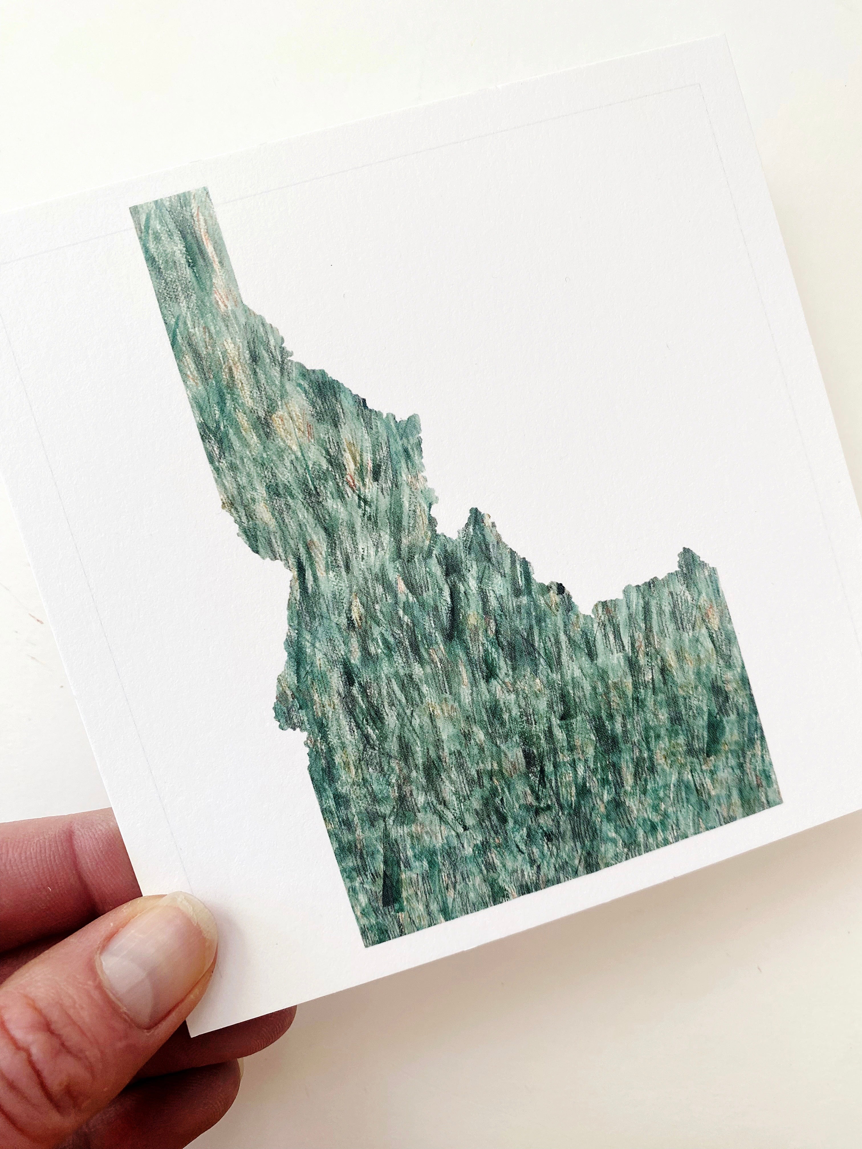 IDAHO Painted State Map SQUARE Postcard (grass)