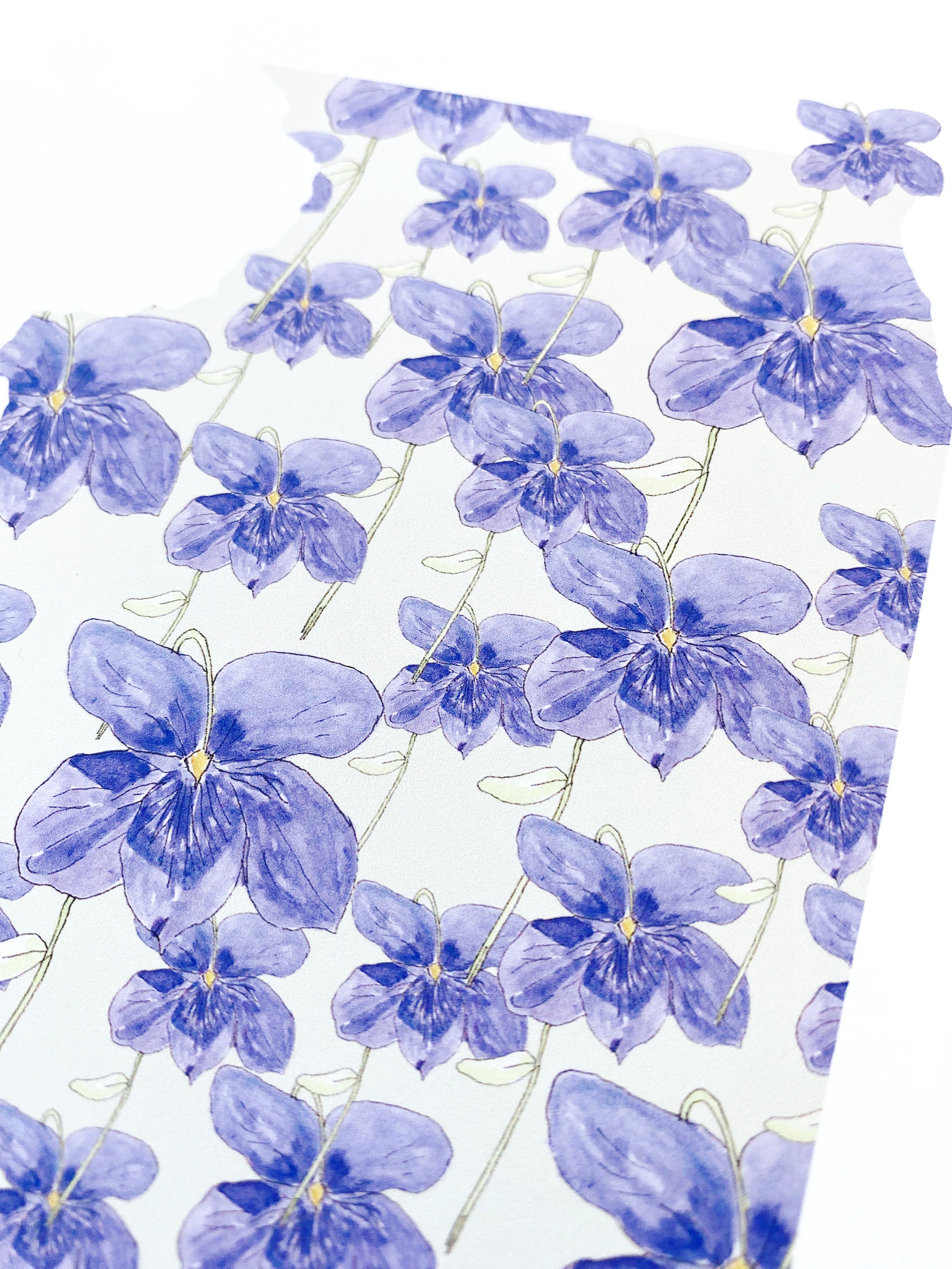 ILLINOIS State Flower Map: Native Violet: PRINT