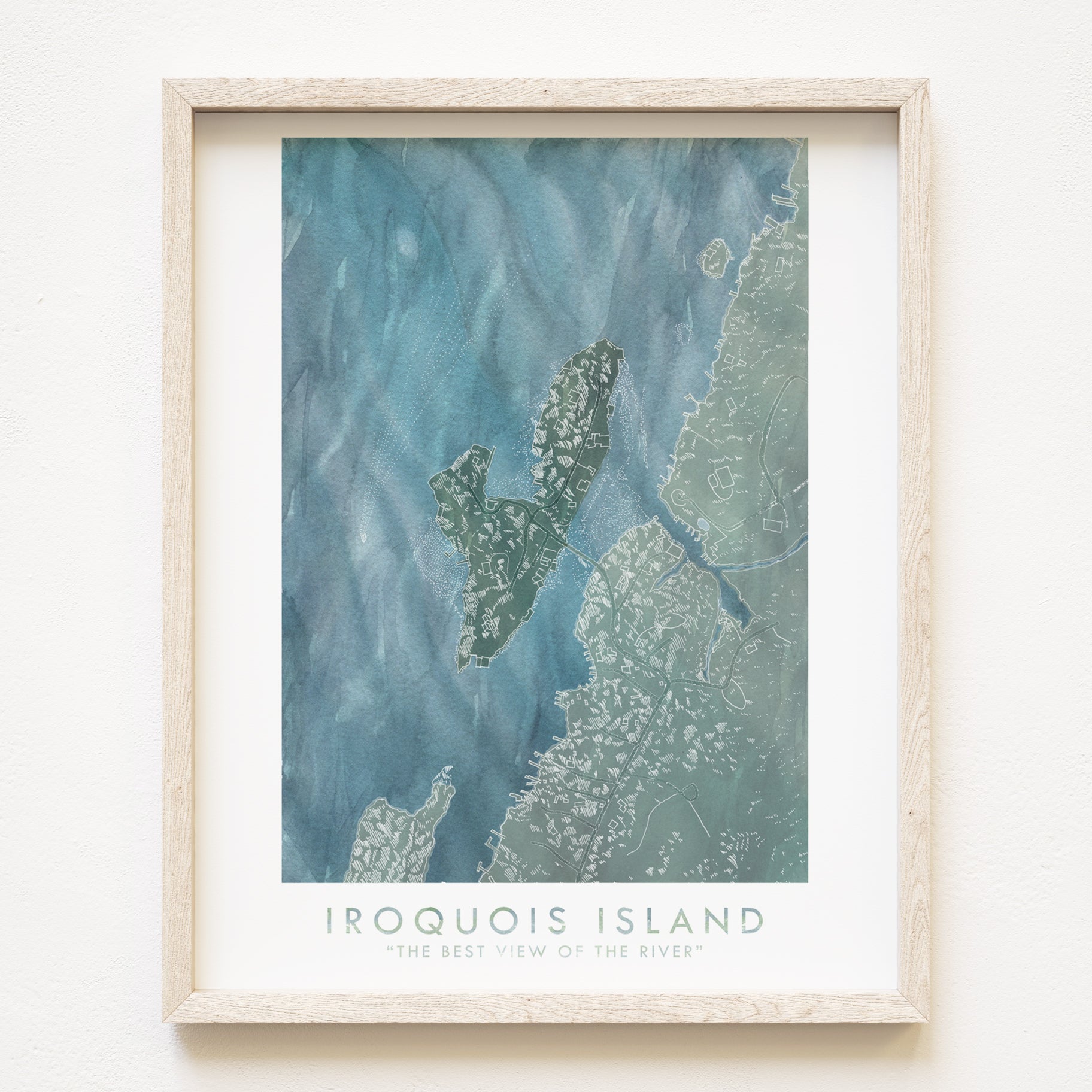 IROQUOIS Island THOUSAND ISLANDS New York Topographical Watercolor Map: PRINT