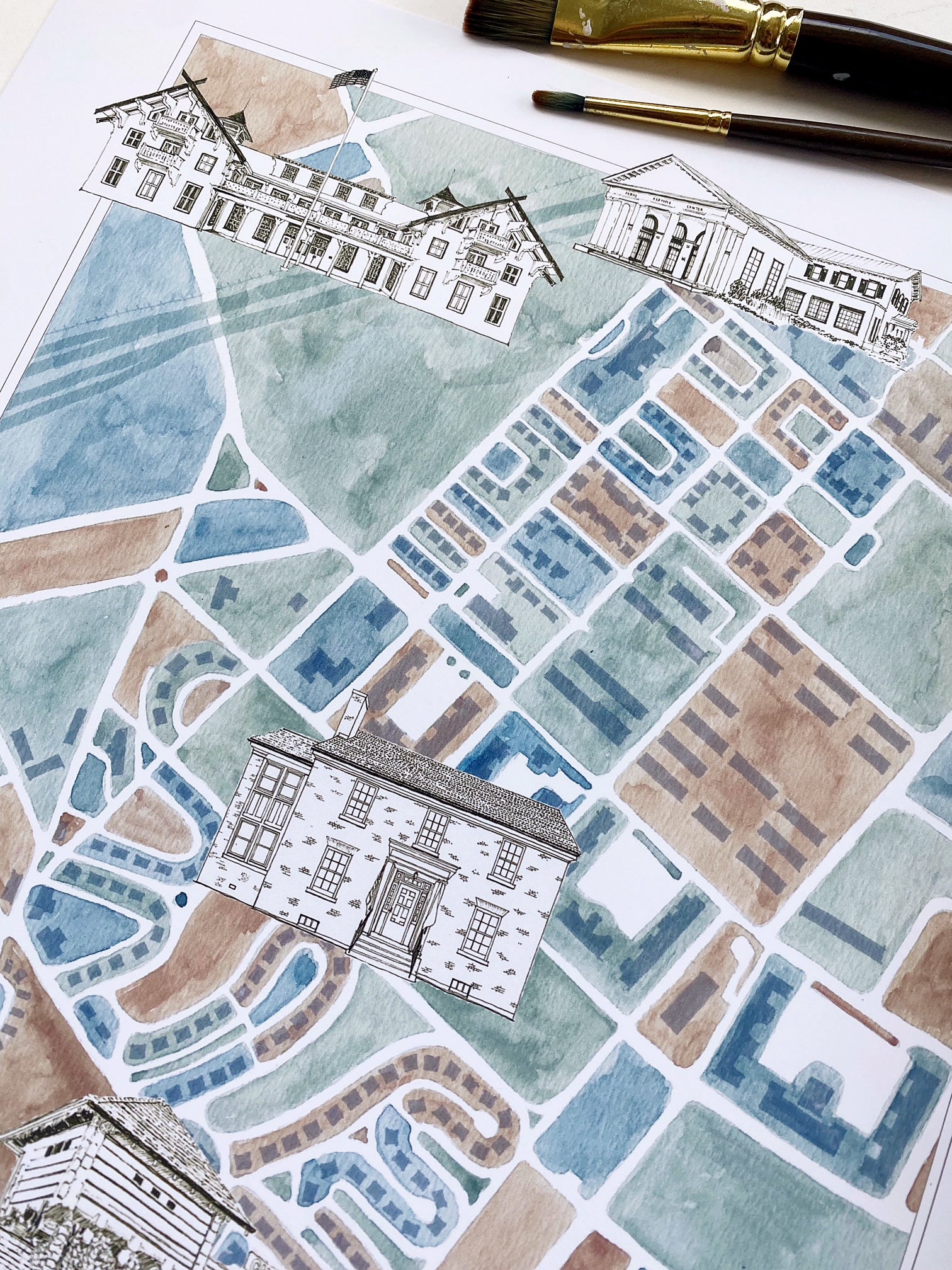 Icons of FORT LEWIS Broadmoor JBLM Washington Map: "Charms" PRINT