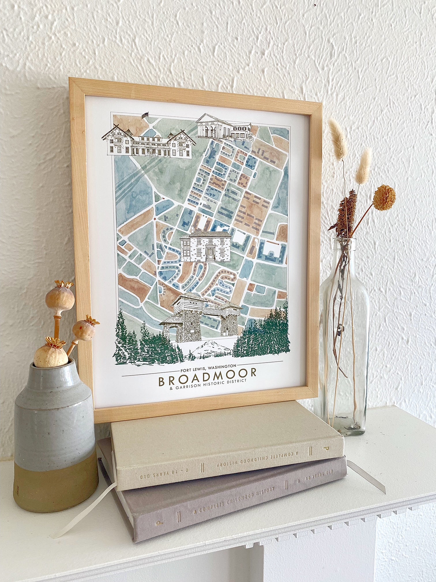 Icons of FORT LEWIS Broadmoor JBLM Washington Map: "Charms" PRINT