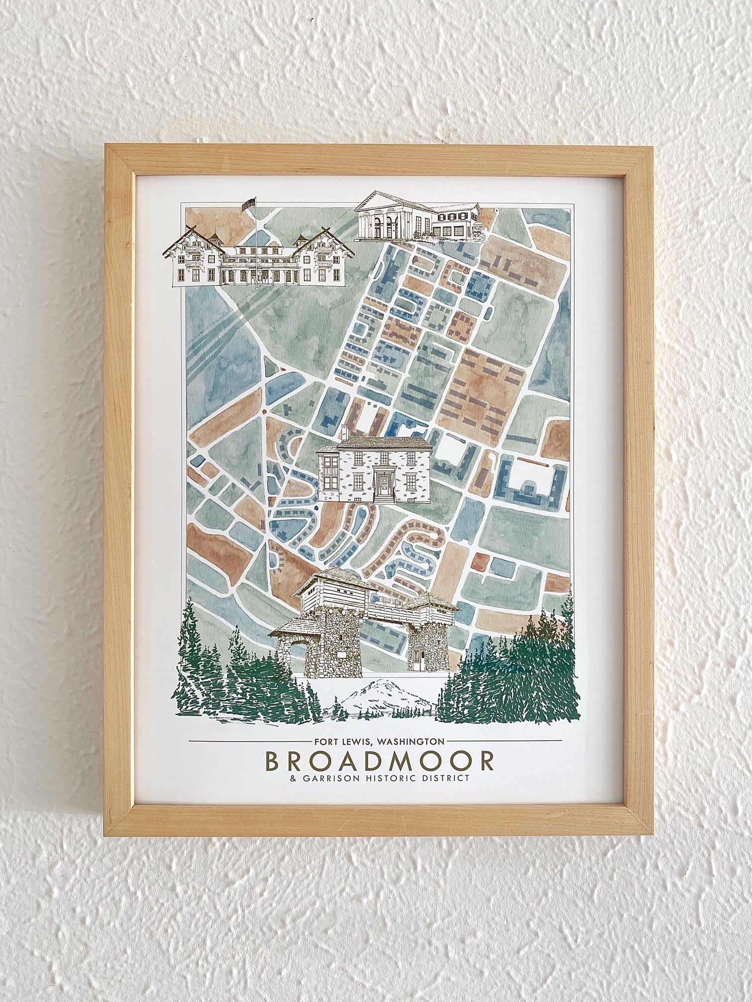 Icons of FORT LEWIS Broadmoor JBLM Washington Map: "Charms" PRINT
