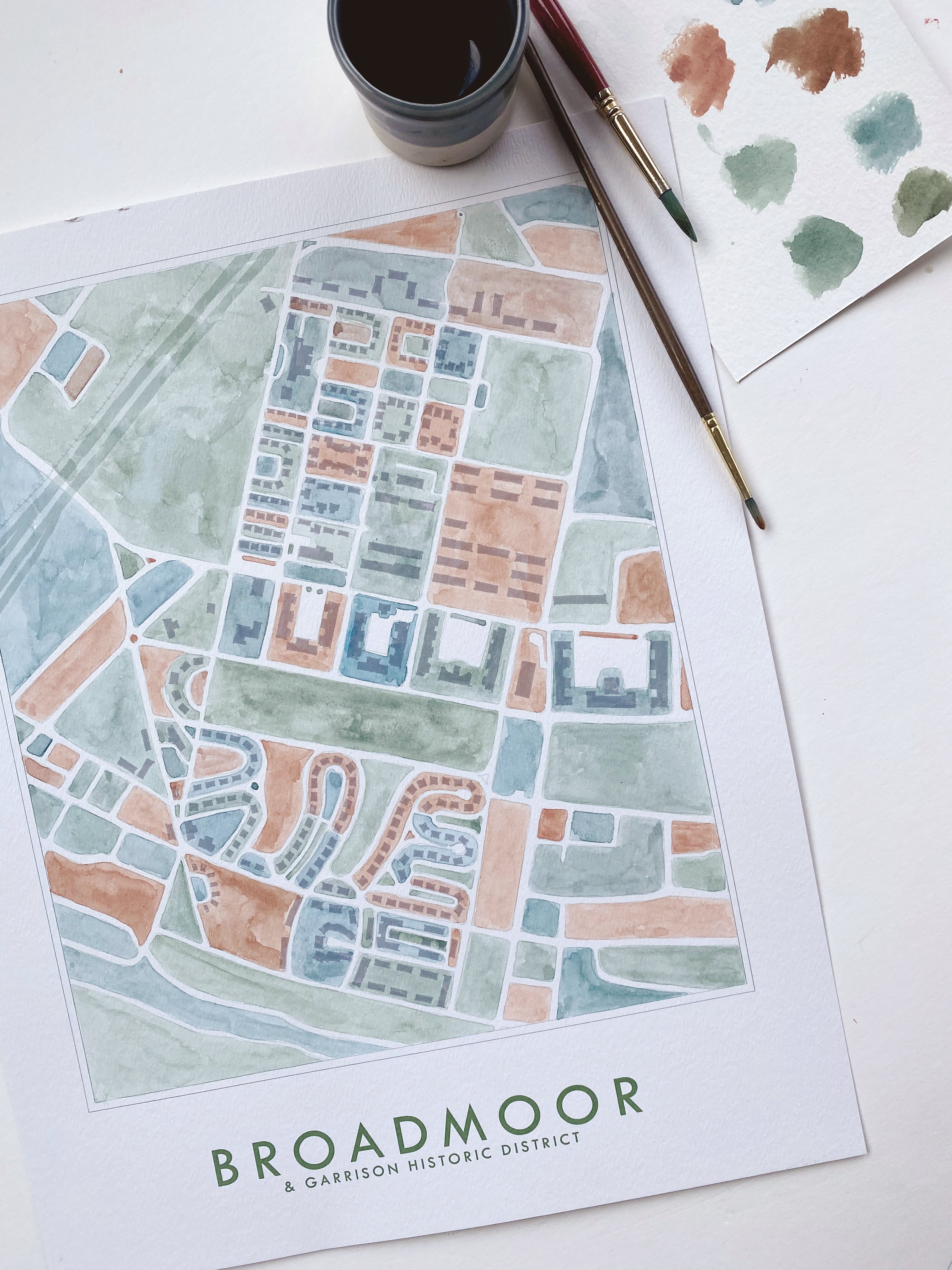Icons of FORT LEWIS Broadmoor JBLM Washington Map: "Charms" PRINT