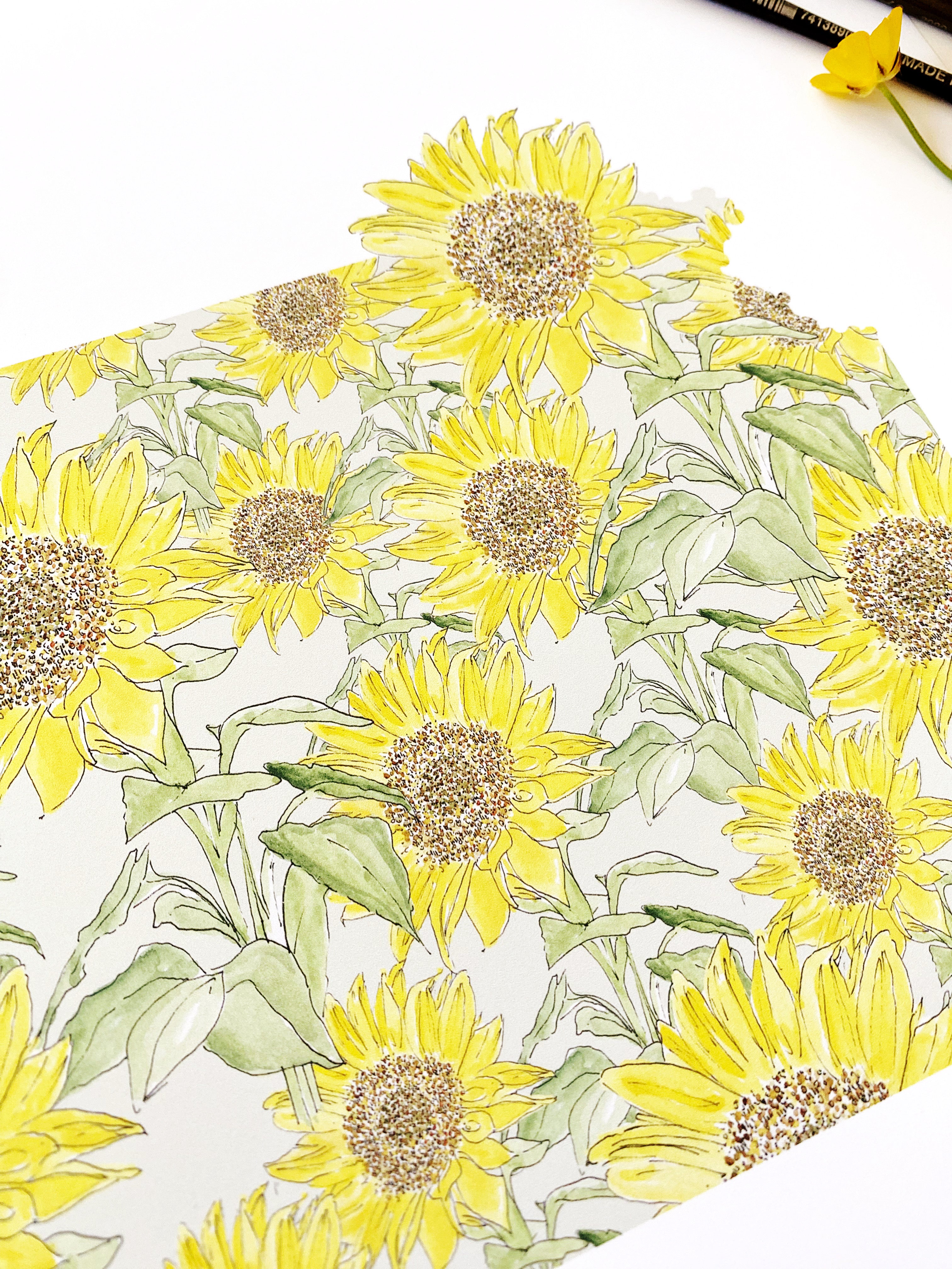 KANSAS State Flower Map: Sunflower: PRINT