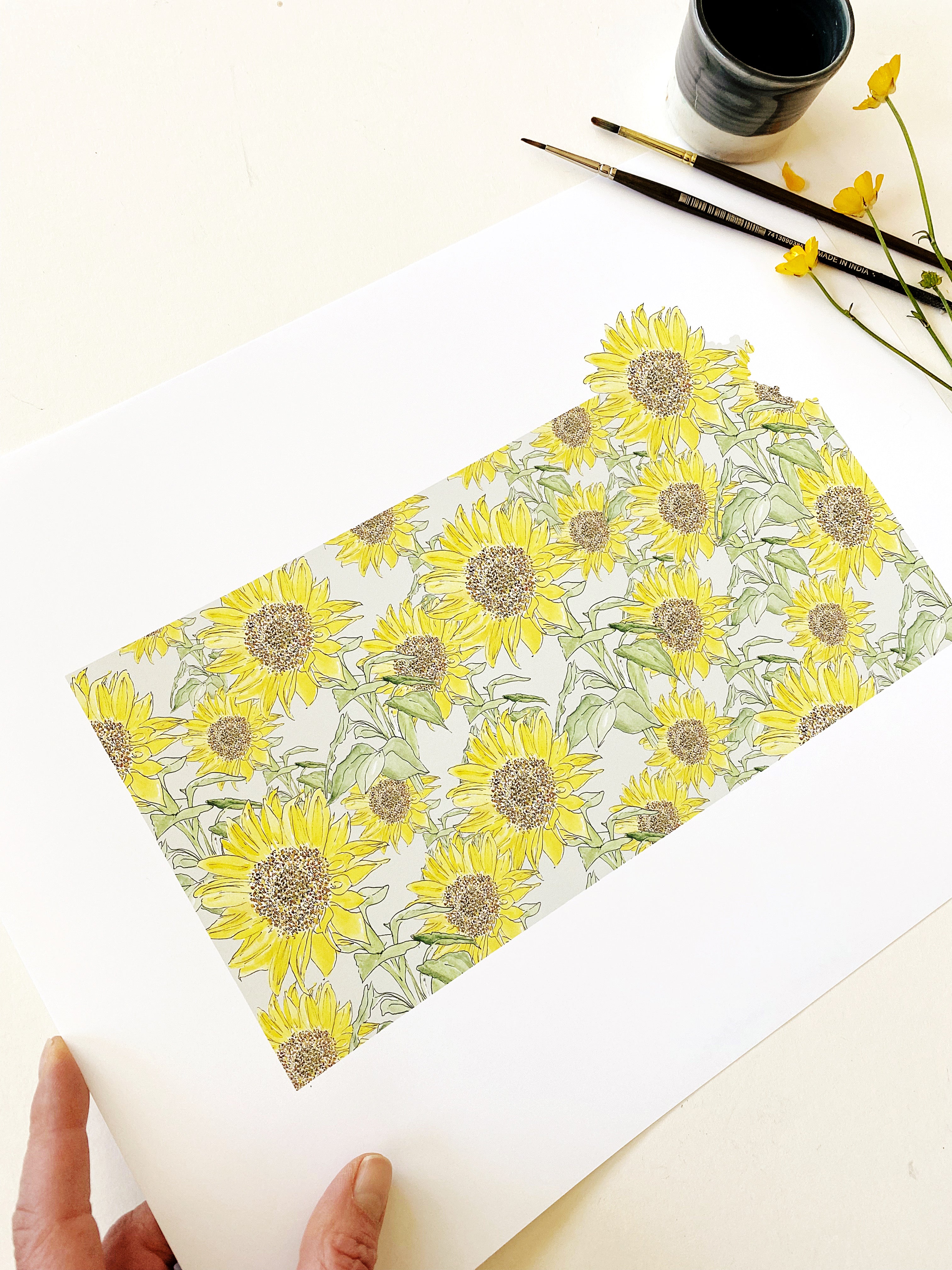 KANSAS State Flower Map: Sunflower: PRINT