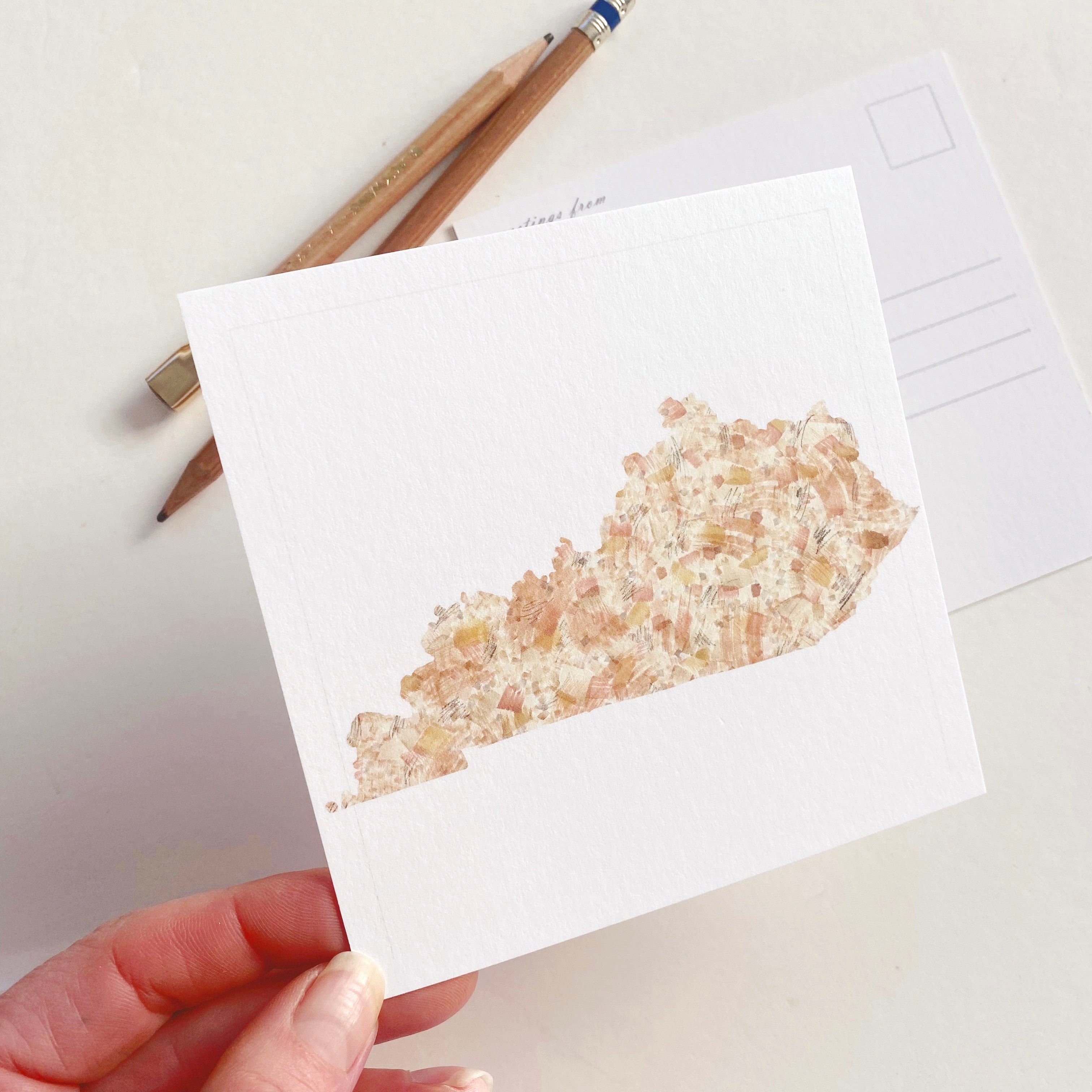 KENTUCKY Painted State Map SQUARE Postcard