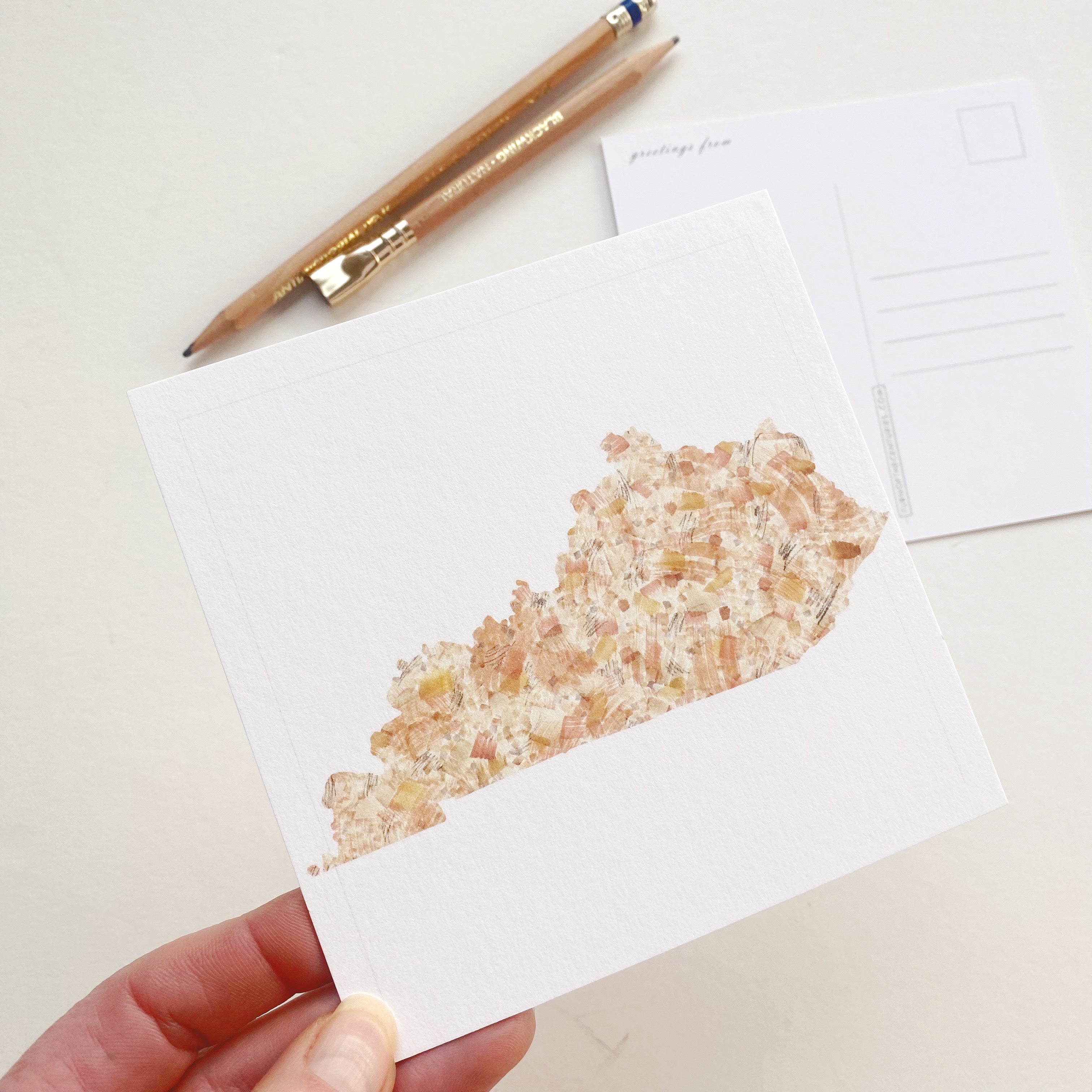 KENTUCKY Painted State Map SQUARE Postcard