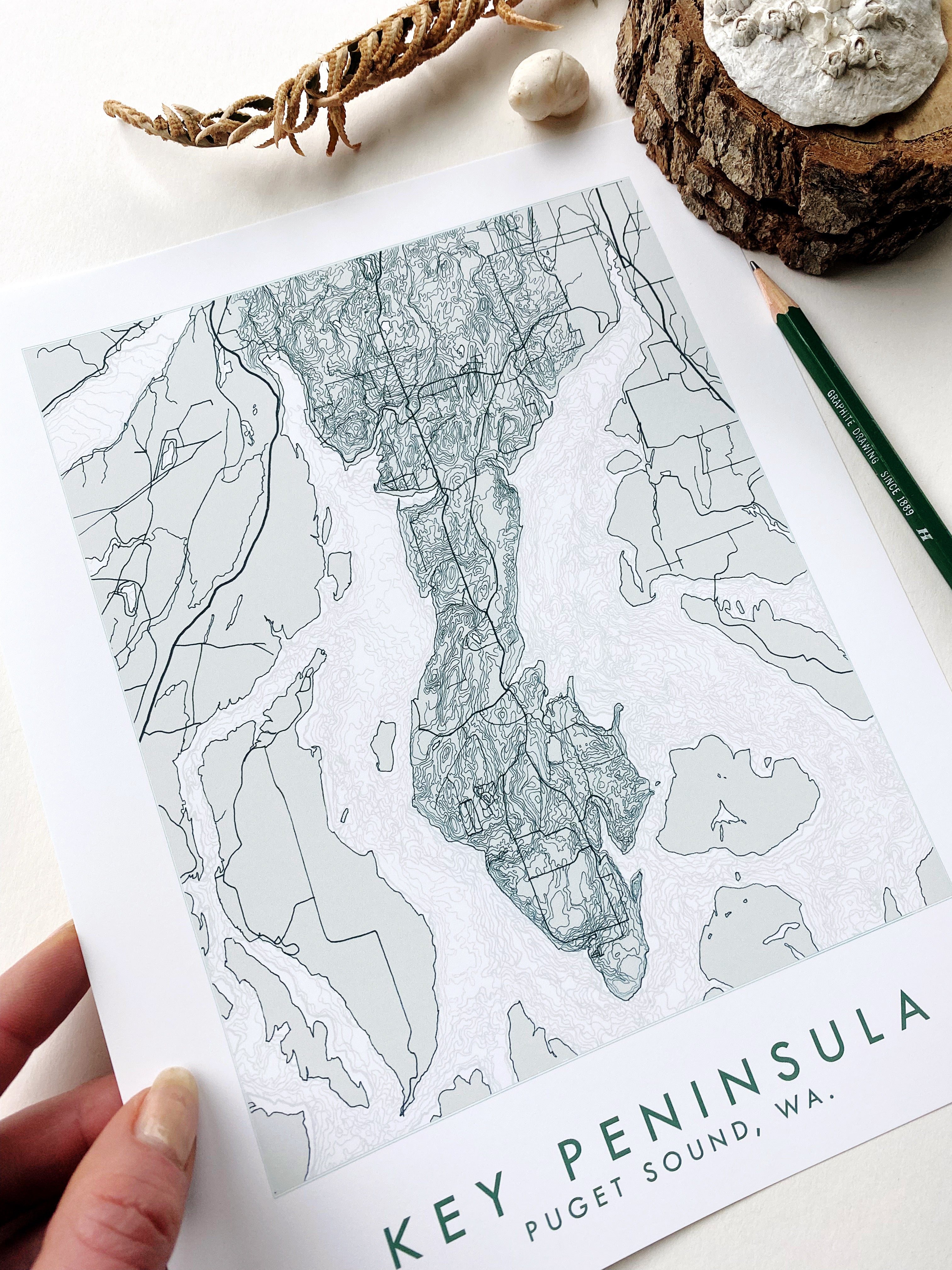 Custom YOUR AREA: "Sound Shores" Map: PRINT: Wholesale Only