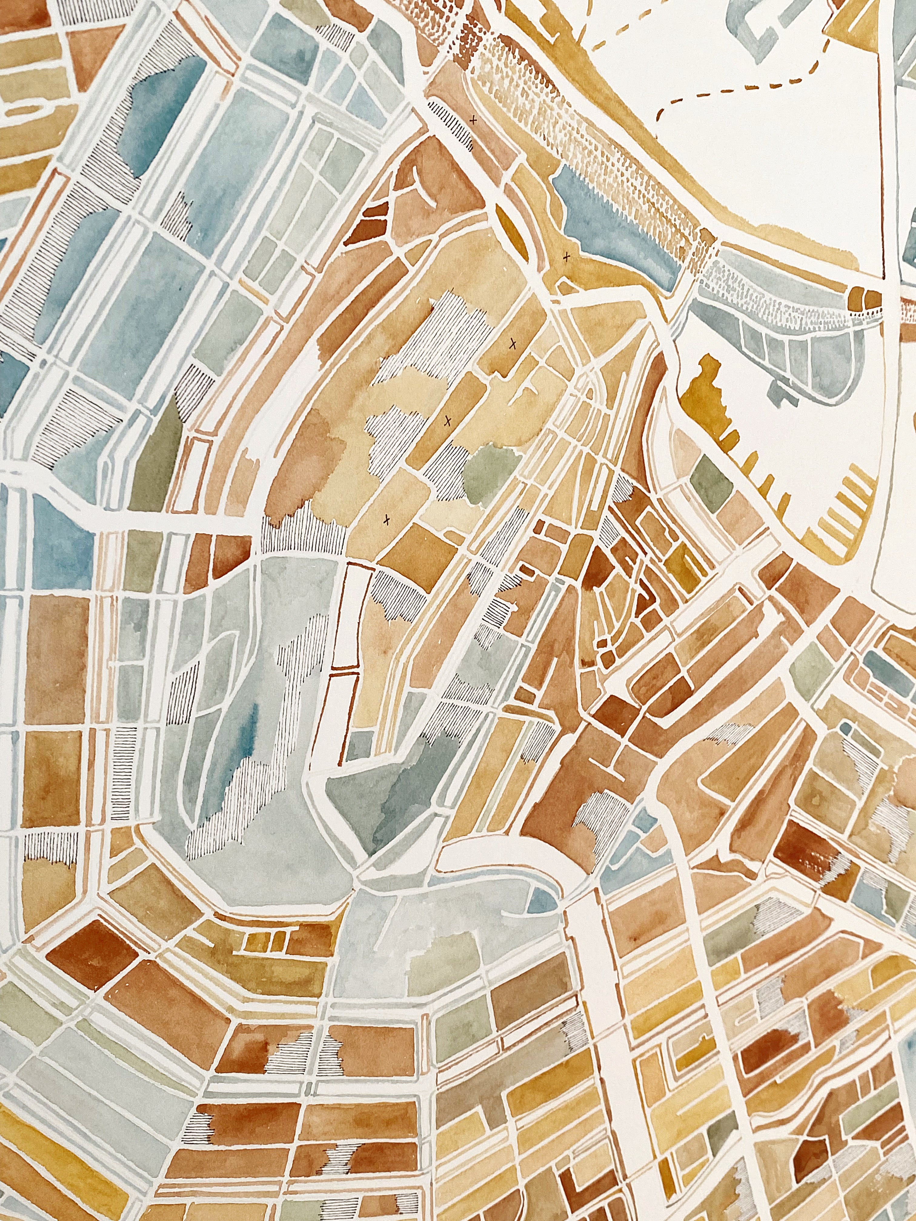 URBAN BURDEN: AMSTERDAM Mixed-media Art Map Original Painting