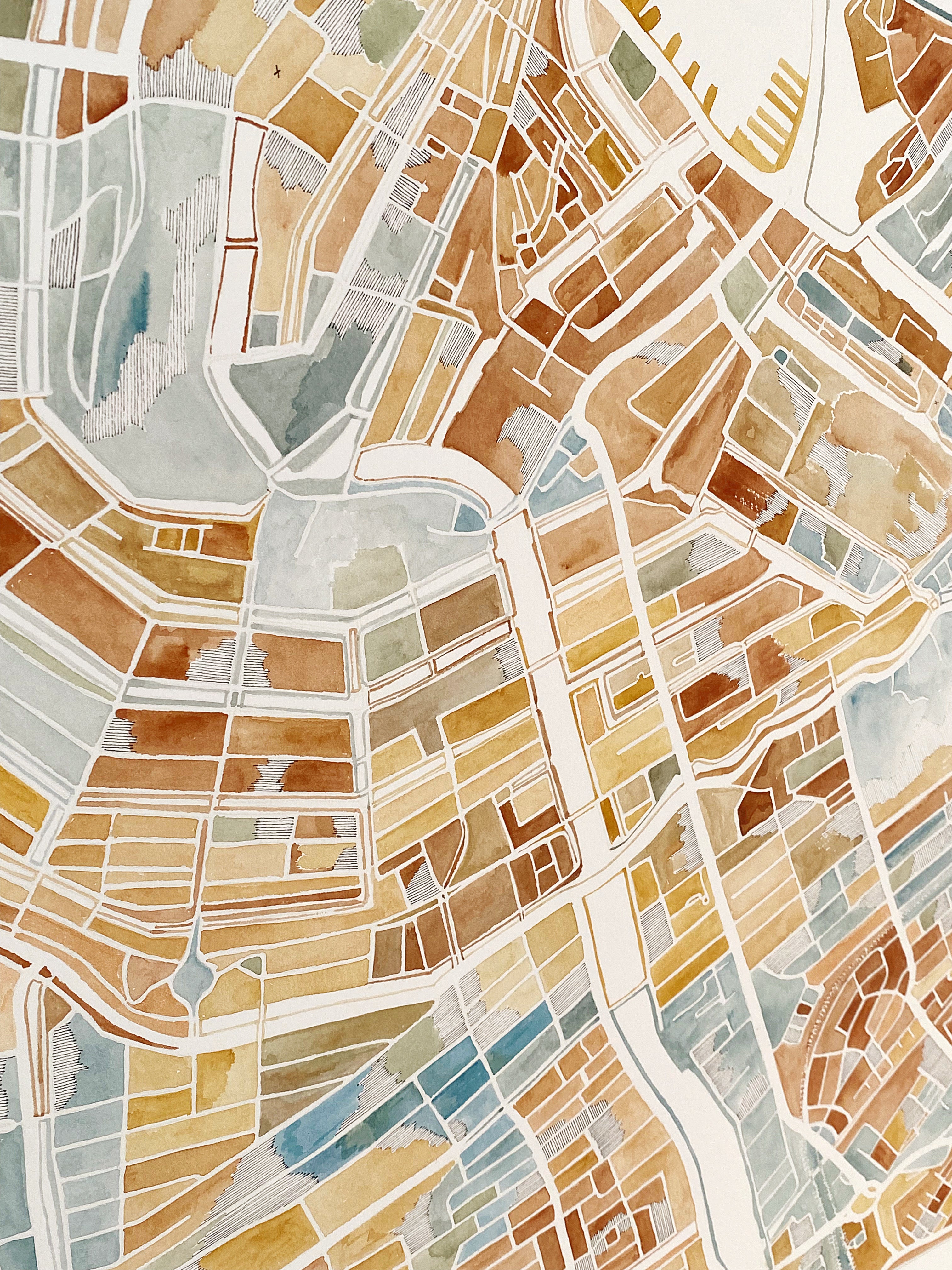 URBAN BURDEN: AMSTERDAM Mixed-media Art Map Original Painting