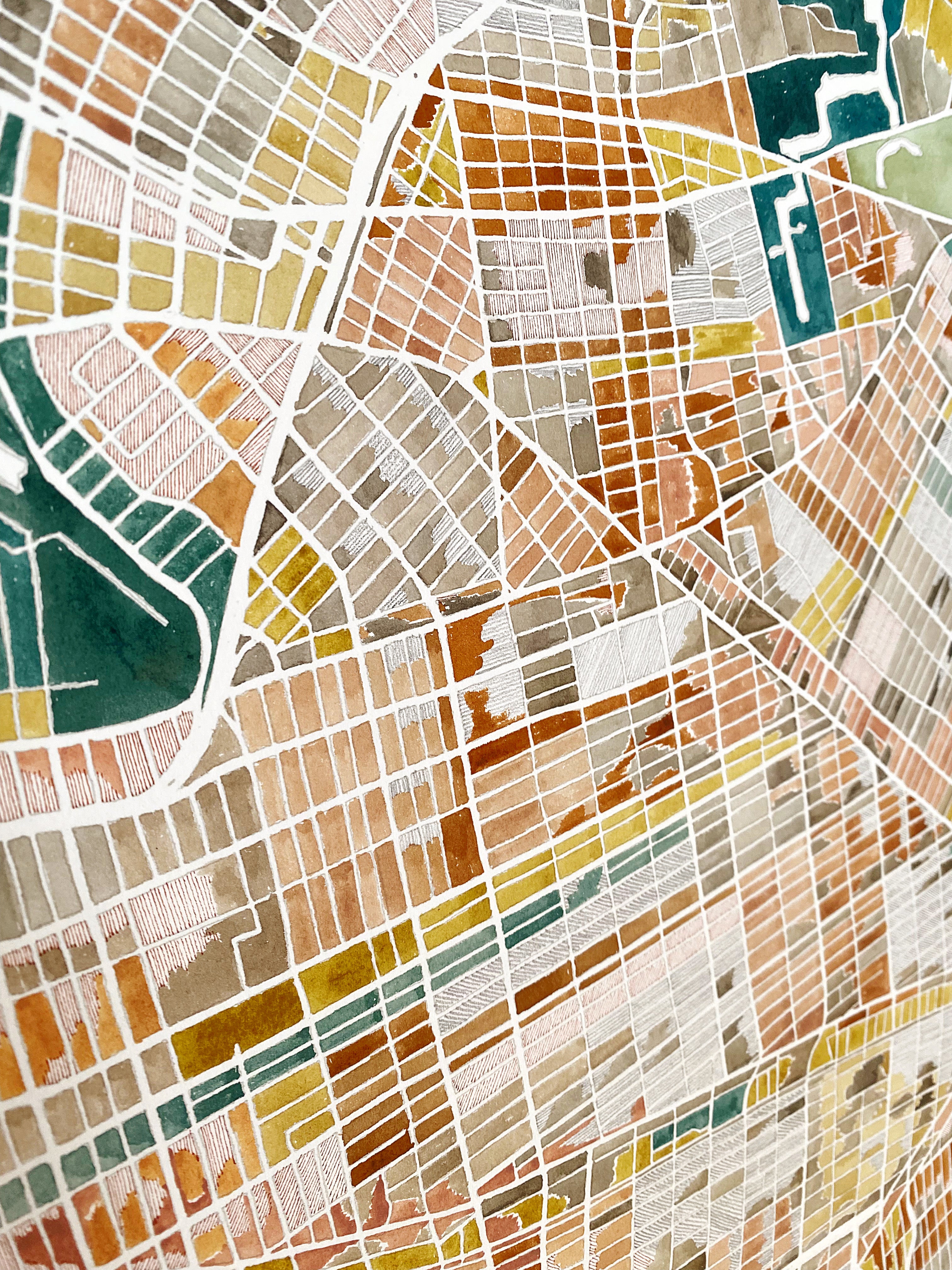 URBAN BURDEN: BROOKLYN Mixed-media Art Map Original Painting