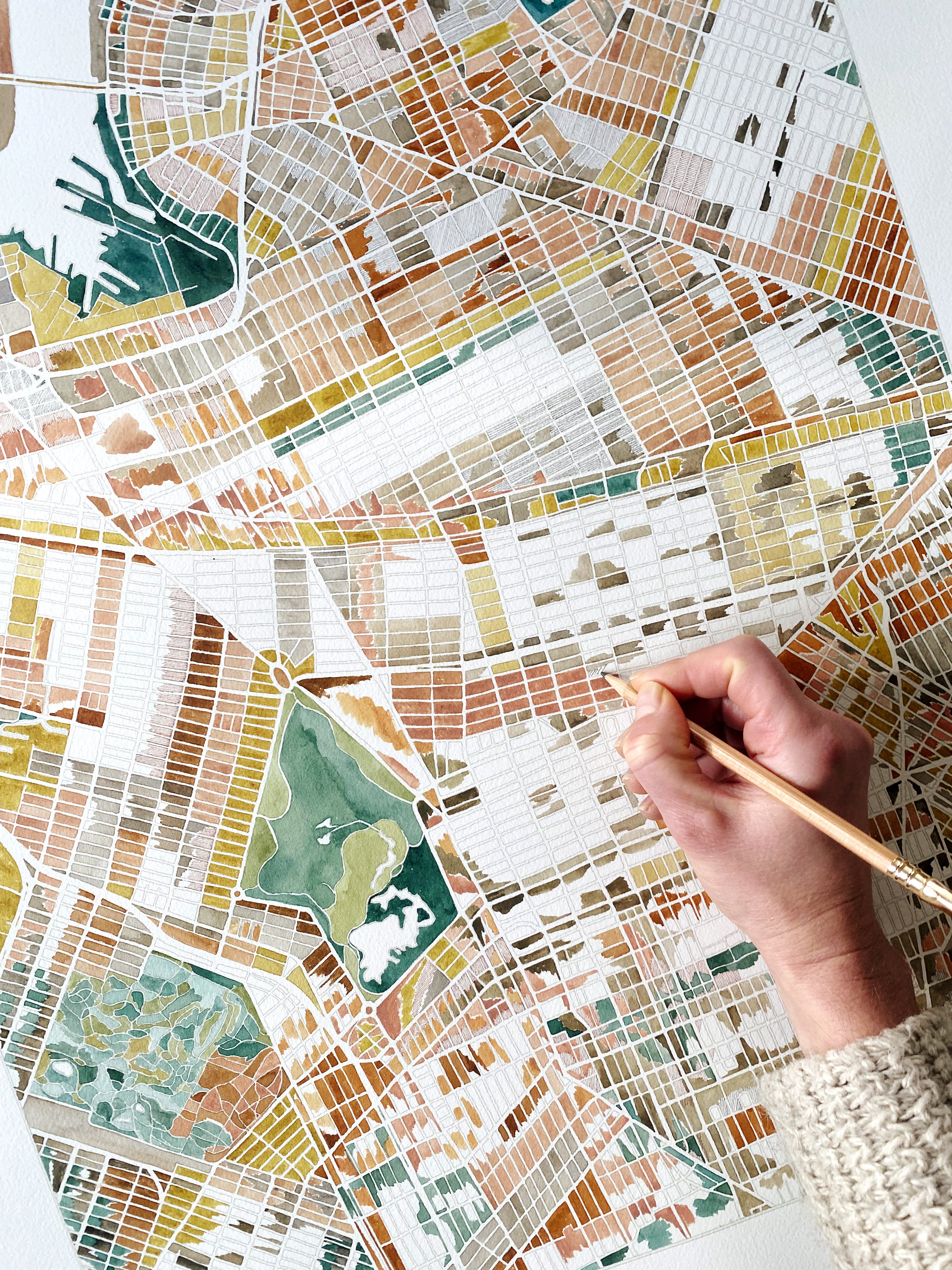 URBAN BURDEN: BROOKLYN Mixed-media Art Map Original Painting